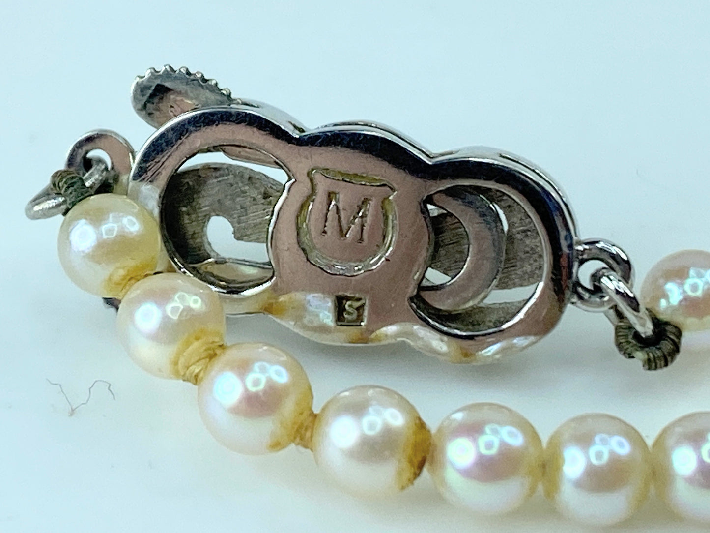 Mikimoto sterling silver graduated cultured Pearls 3.55-7.2mm necklace 18" JR372