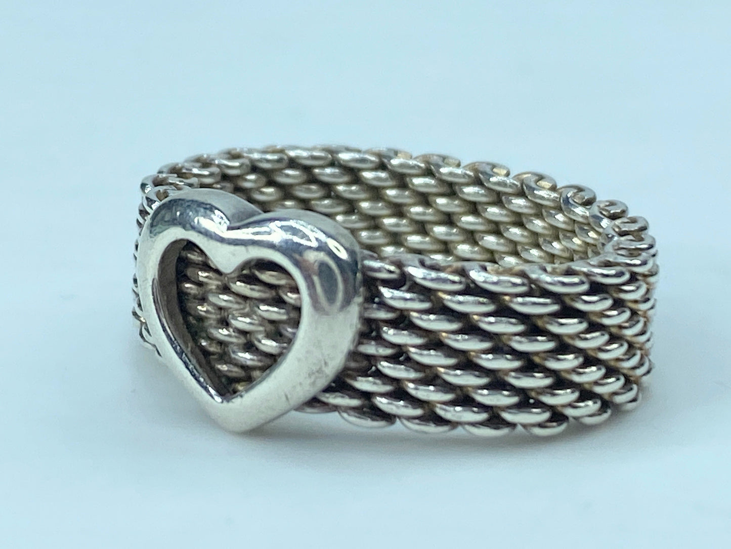 Tiffany & Co. Somerset Mesh Silver Heart Band Ring