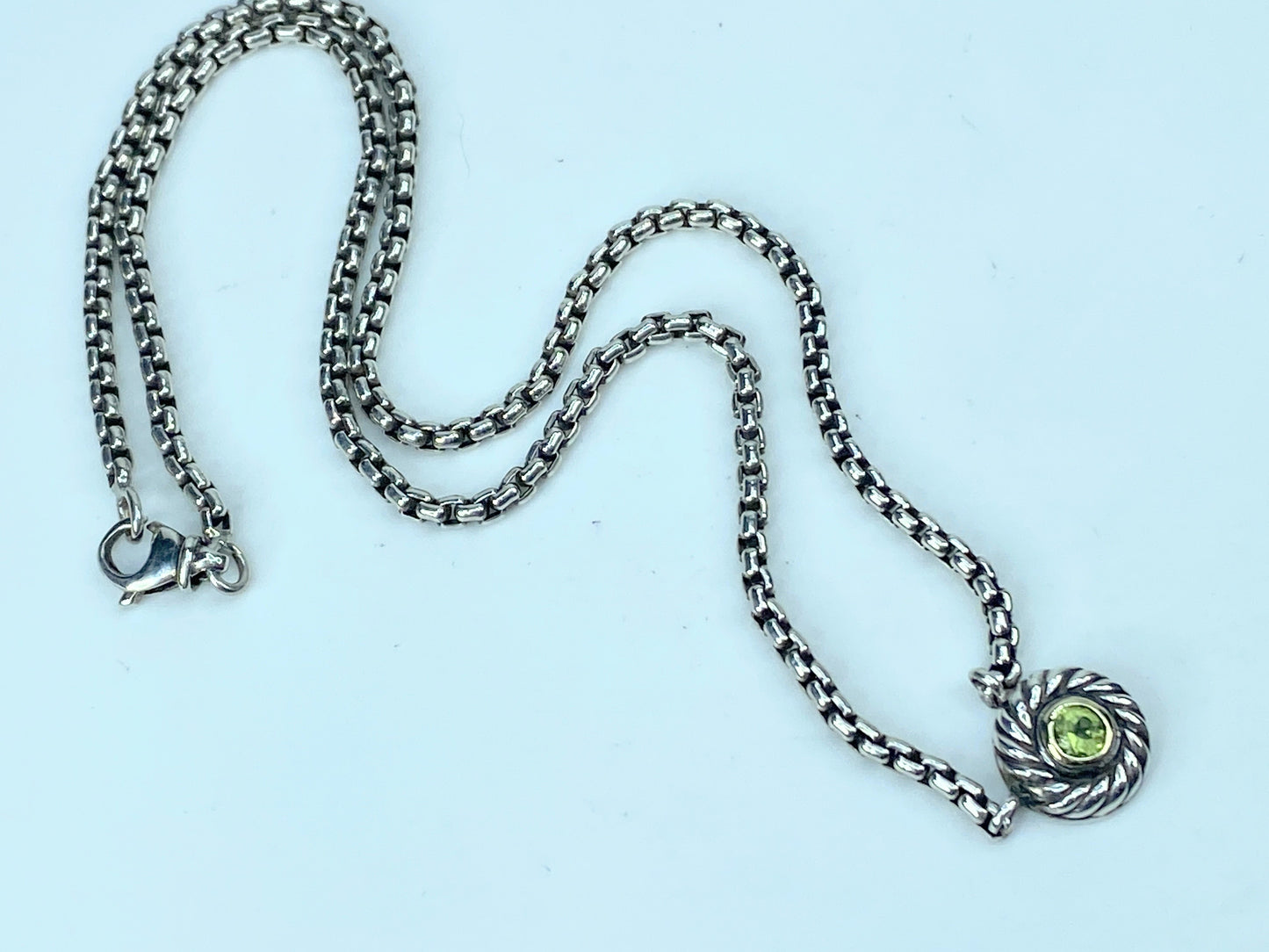 Sterling Silver and 18k Gold David Yurman Peridot "Cookie" Necklace 14.3g JR9141