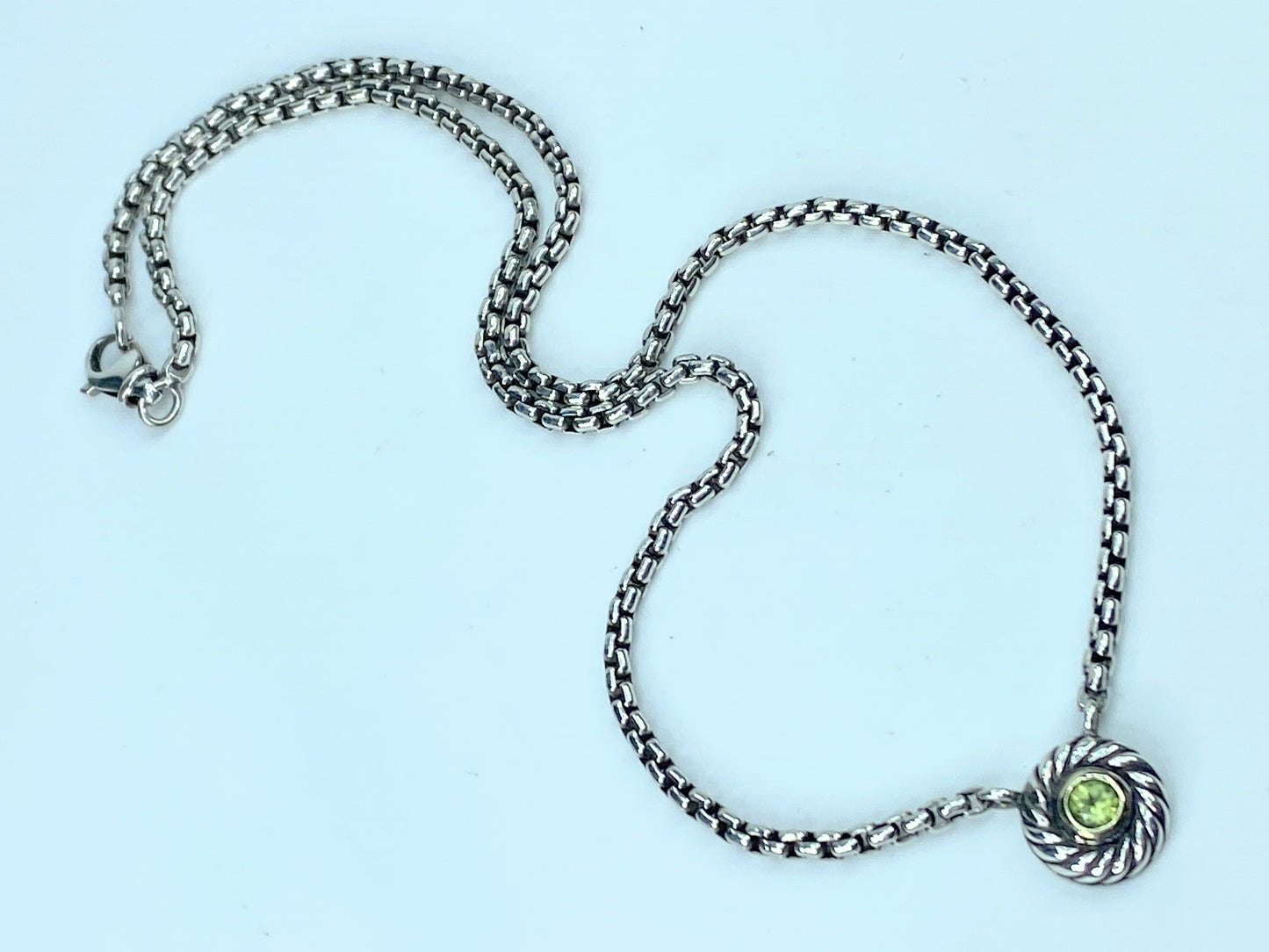 Sterling Silver and 18k Gold David Yurman Peridot "Cookie" Necklace 14.3g JR9141
