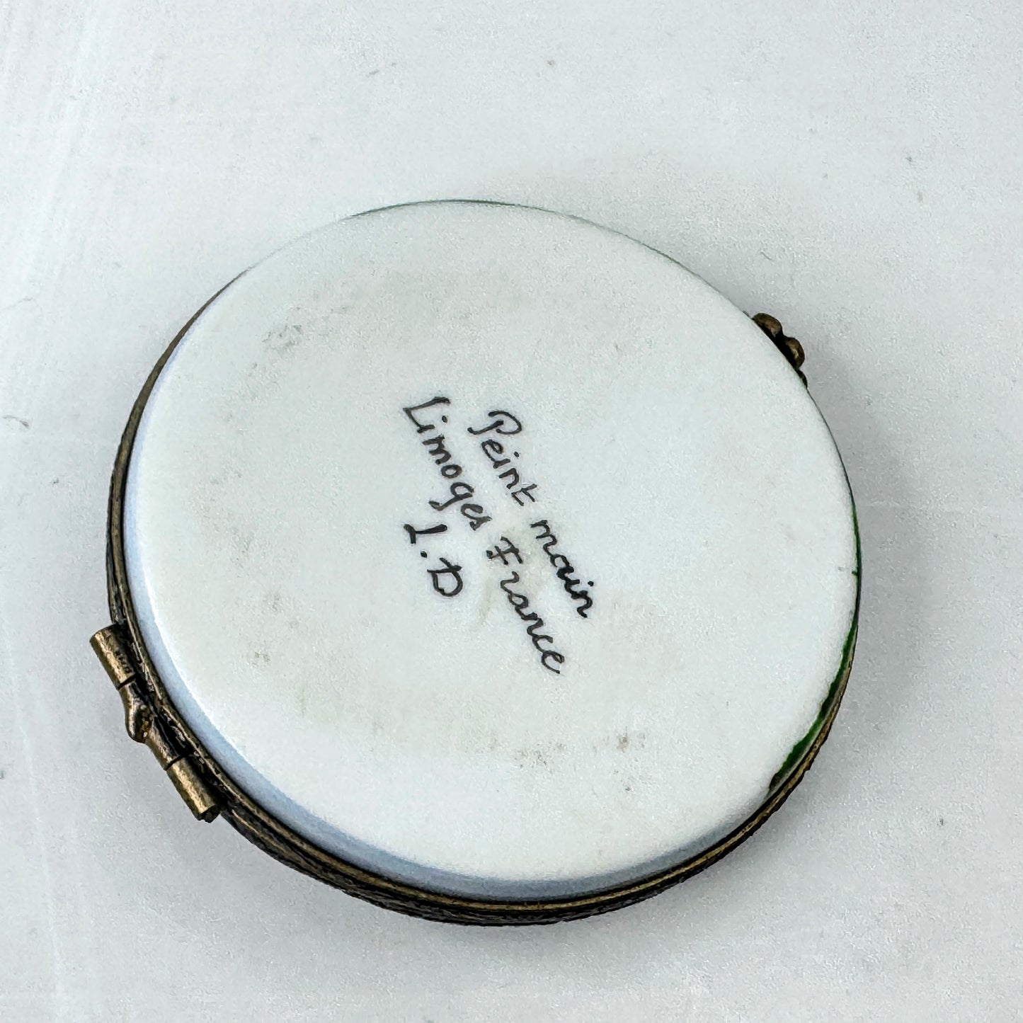Vintage Limoges Peint Main Dragonfly Frog Lily Pad Trinket Box L.D. A1031