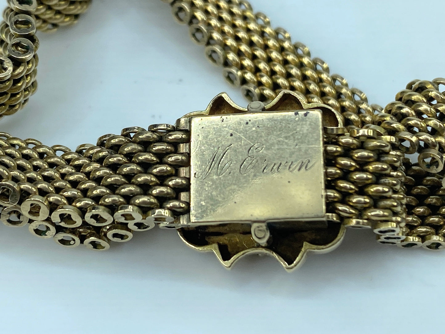 Victorian 14K Taille D'épargne engraved tassel bracelet 27.1g JR9338