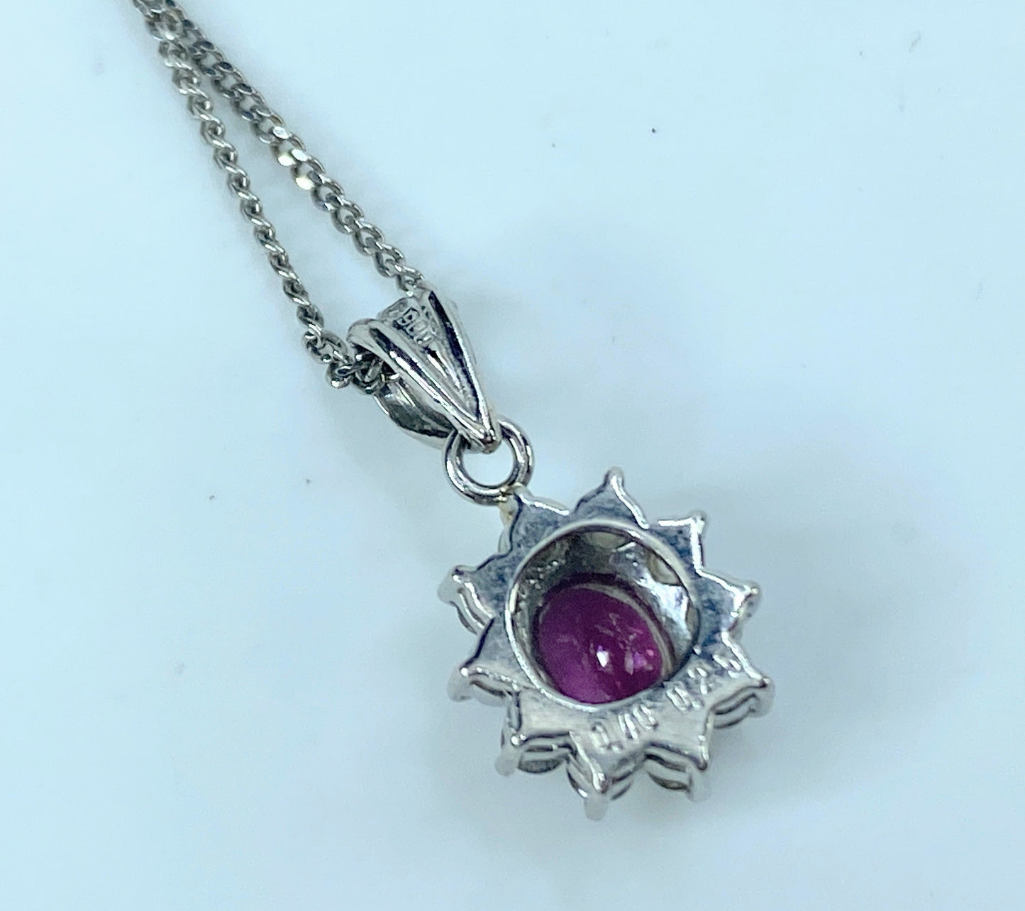 Platinum certified Oval natural Ruby Diamond necklace 3.6gm JR9147