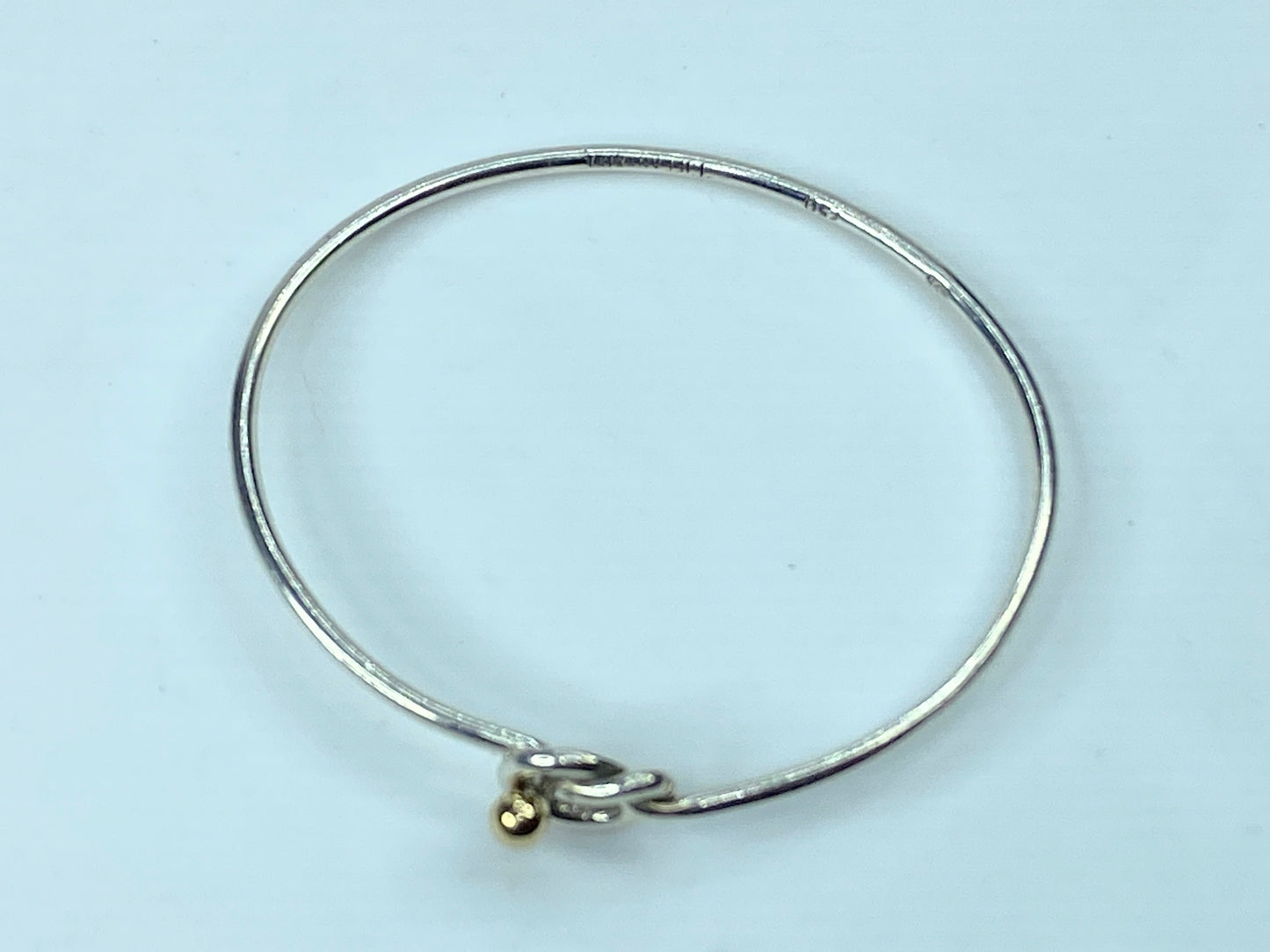 Tiffany & Co. Sterling Silver & 18k Gold Knot Hook Narrow Bangle Bracelet JR688