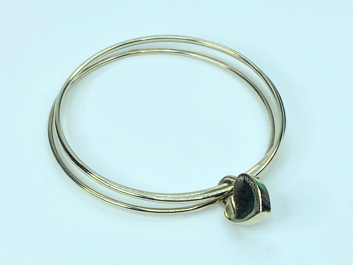 Tiffany & Co New York Sterling TRIPLE Bangle Heart Lock Bracelet 8" 22.3g JR690