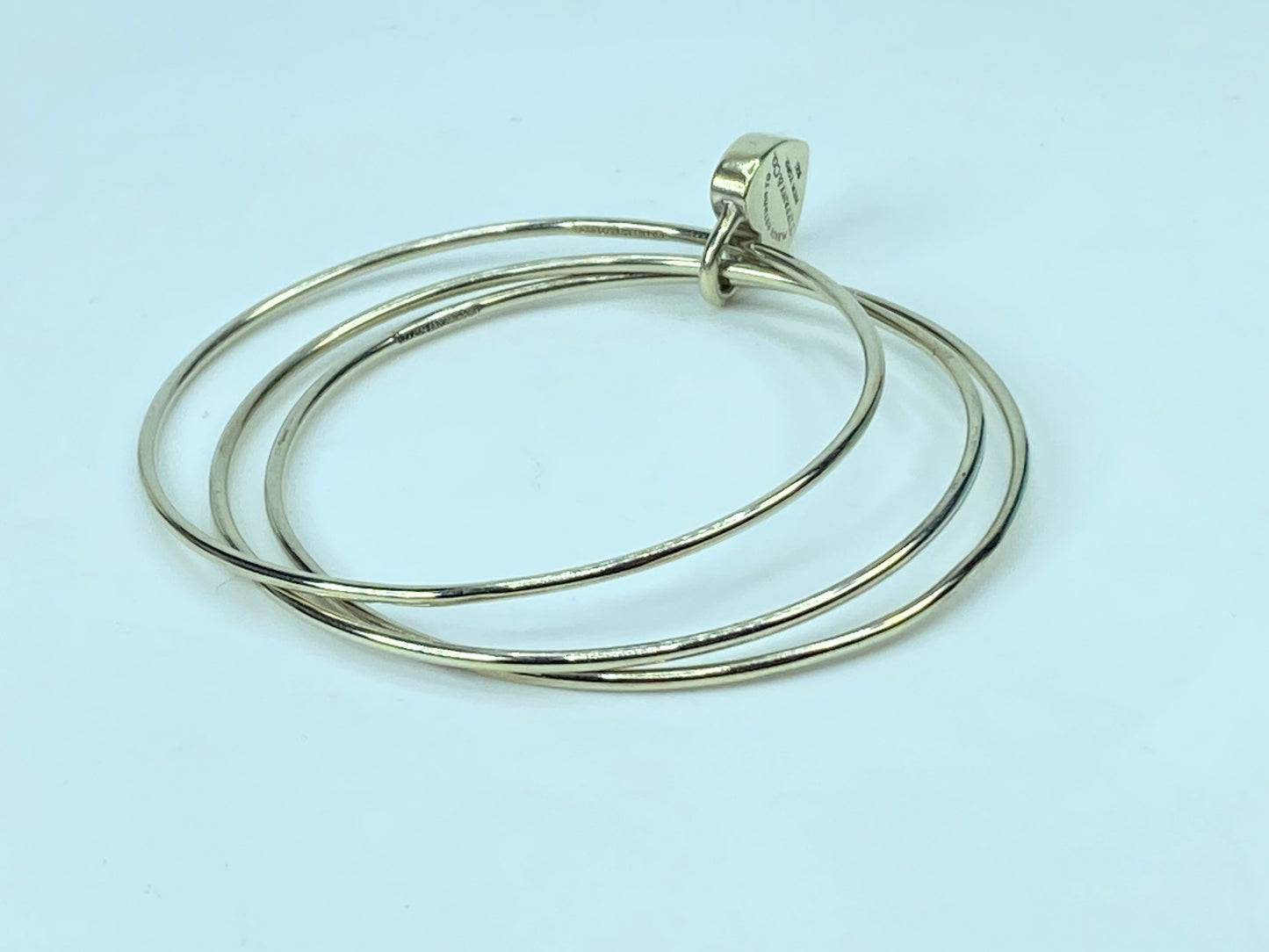 Tiffany & Co New York Sterling TRIPLE Bangle Heart Lock Bracelet 8" 22.3g JR690