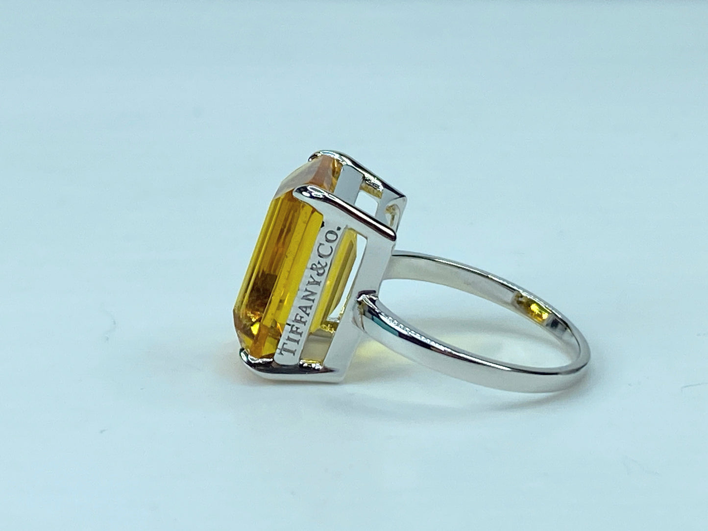 Tiffany & Co. Sterling Silver Sparklers Citrine Ring s8 JR693