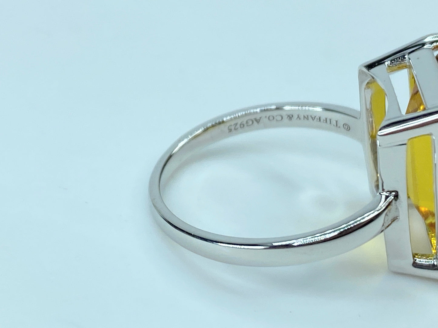 Tiffany & Co. Sterling Silver Sparklers Citrine Ring s8 JR693