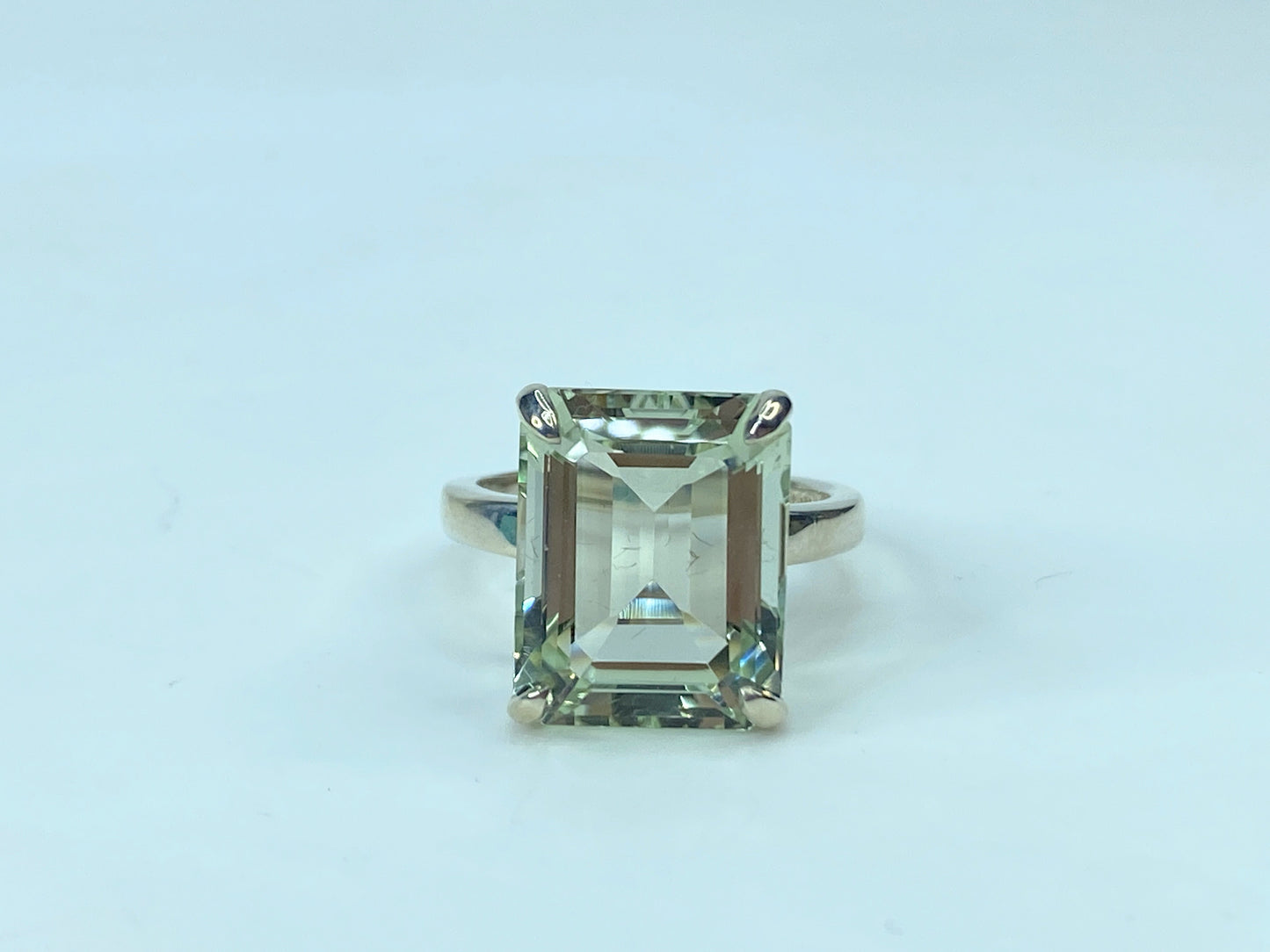 Tiffany & Co. 10 Carat Emerald Cut Prasiolite Silver Cocktail Ring s8 6.5g JR694