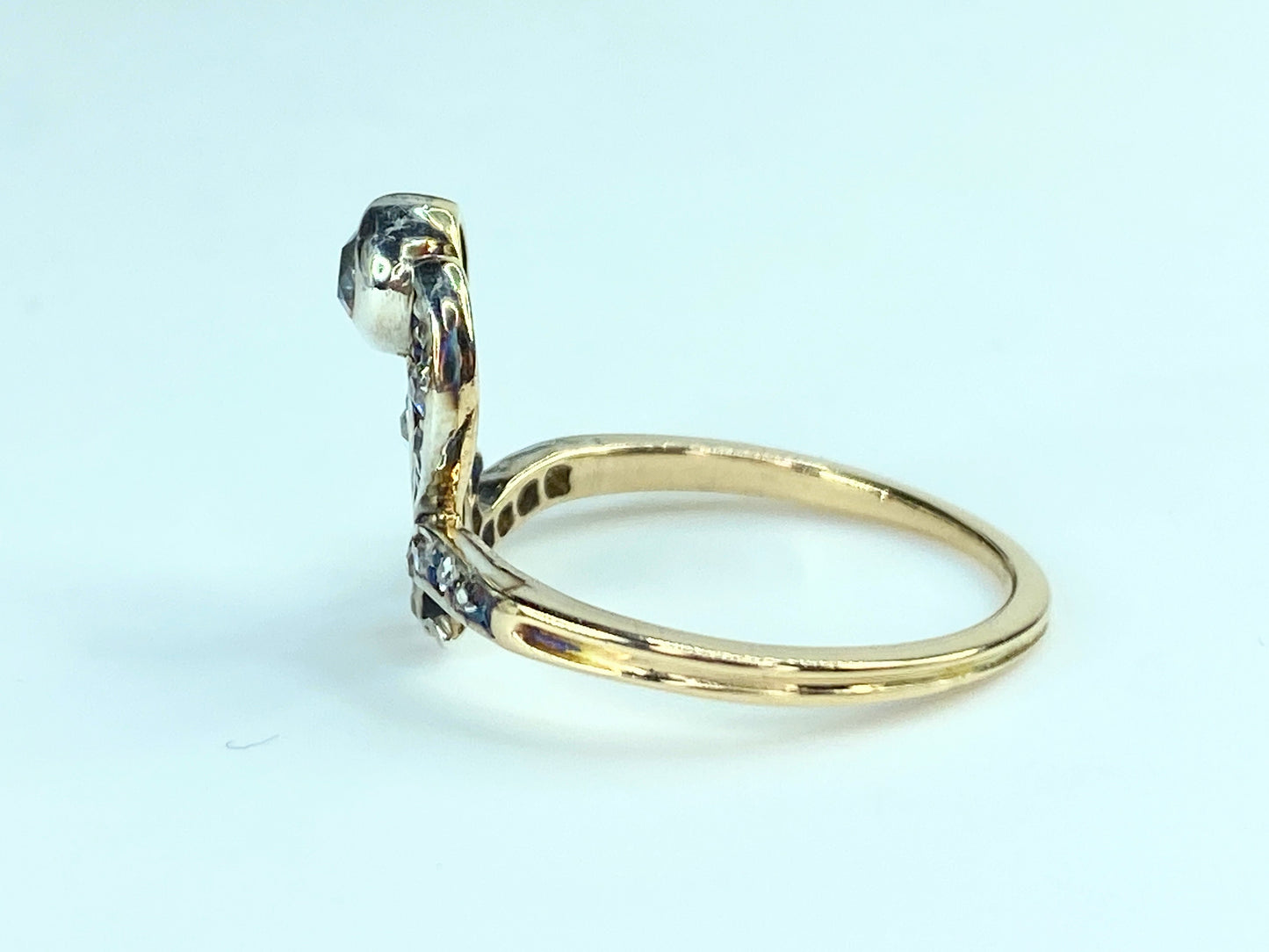 French Victorian 0.15ct old euro cut diamond floral engagement ring 2.3g JR9965