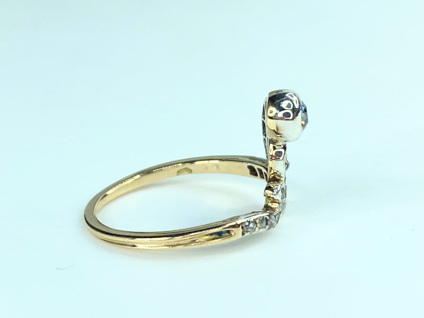 French Victorian 0.15ct old euro cut diamond floral engagement ring 2.3g JR9965