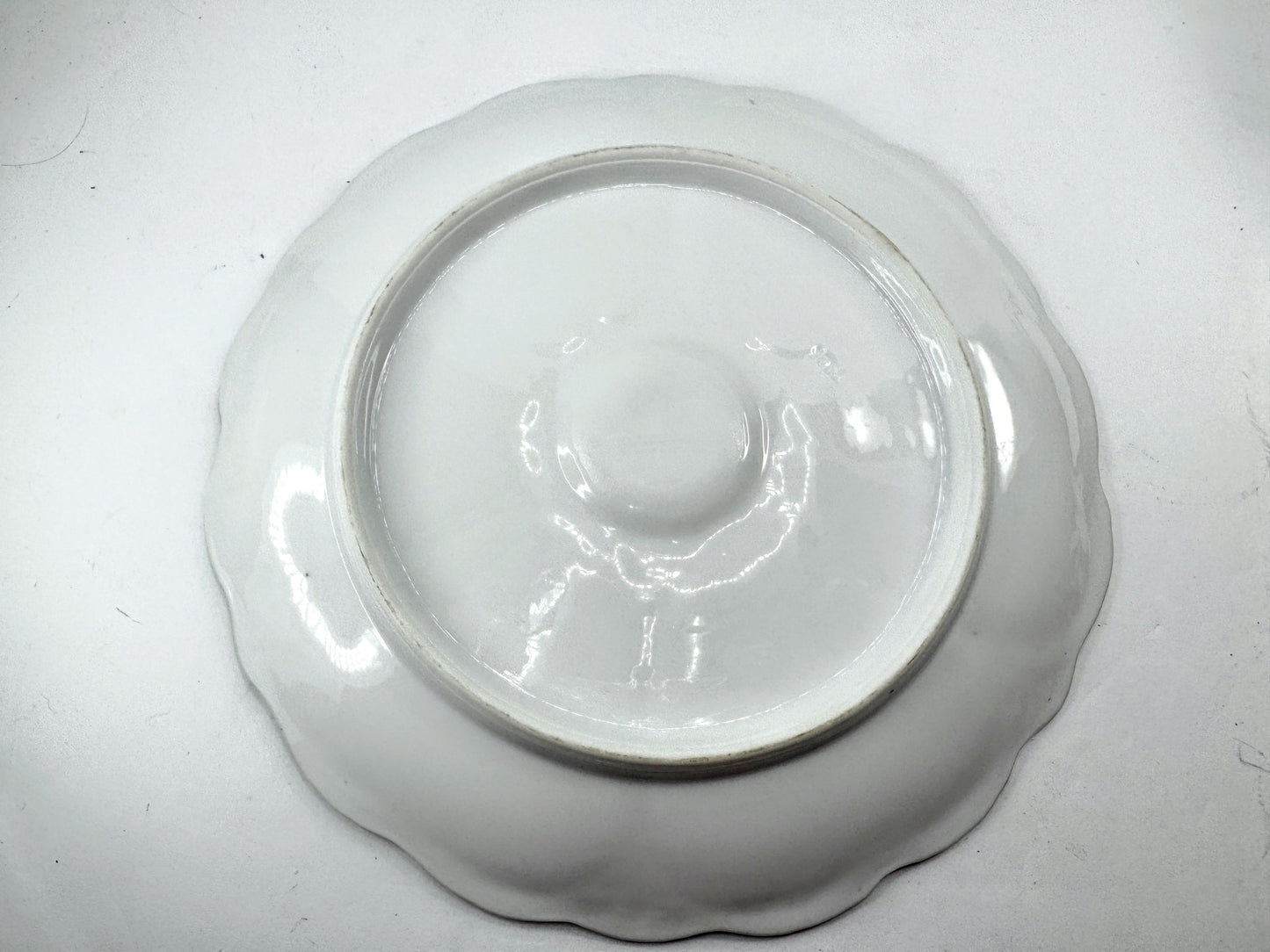 Antique Porcelain Pink Rose Five Well Oyster Plate Lavender Gilt Rim A975