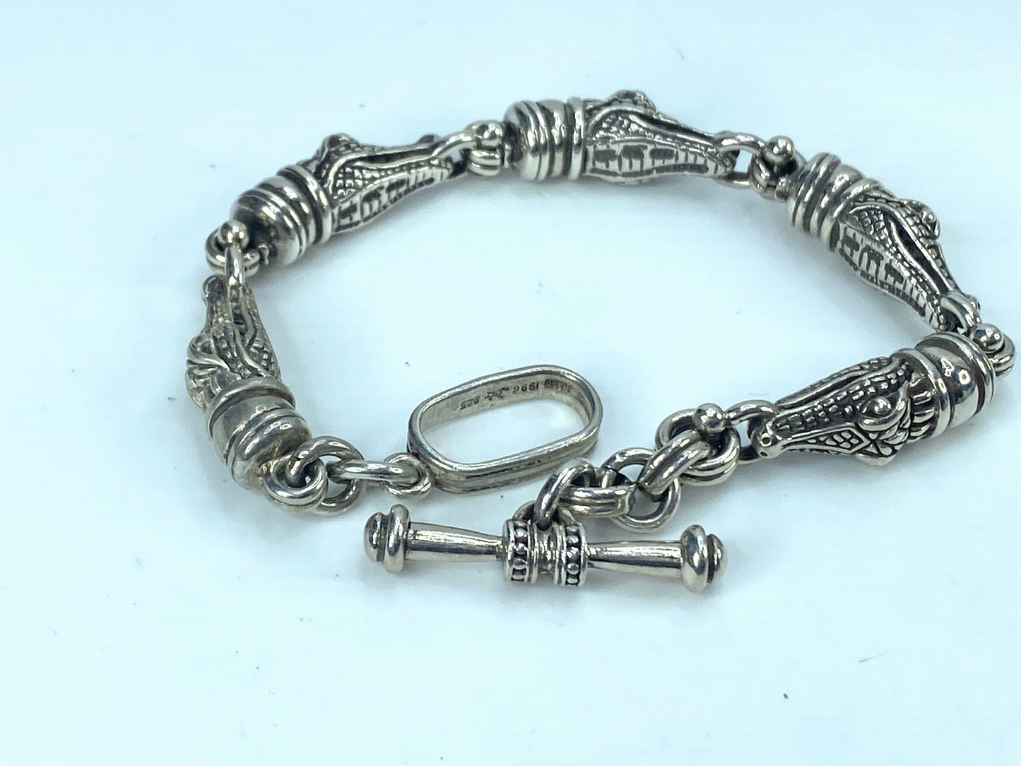 Kieselstein-Cord Sterling Alligator Bracelet 8.28" 61.3gm JR9110