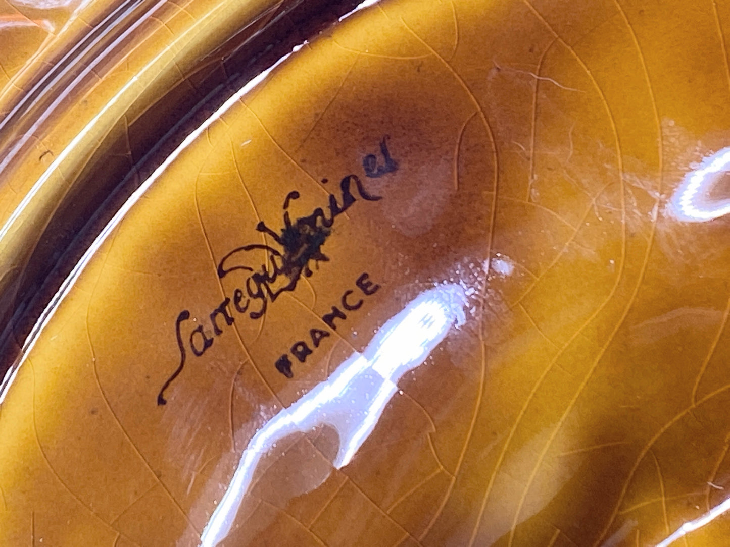 Mid 20th century Oyster Plates In Barbotine Sarreguemines France 9.25" A440