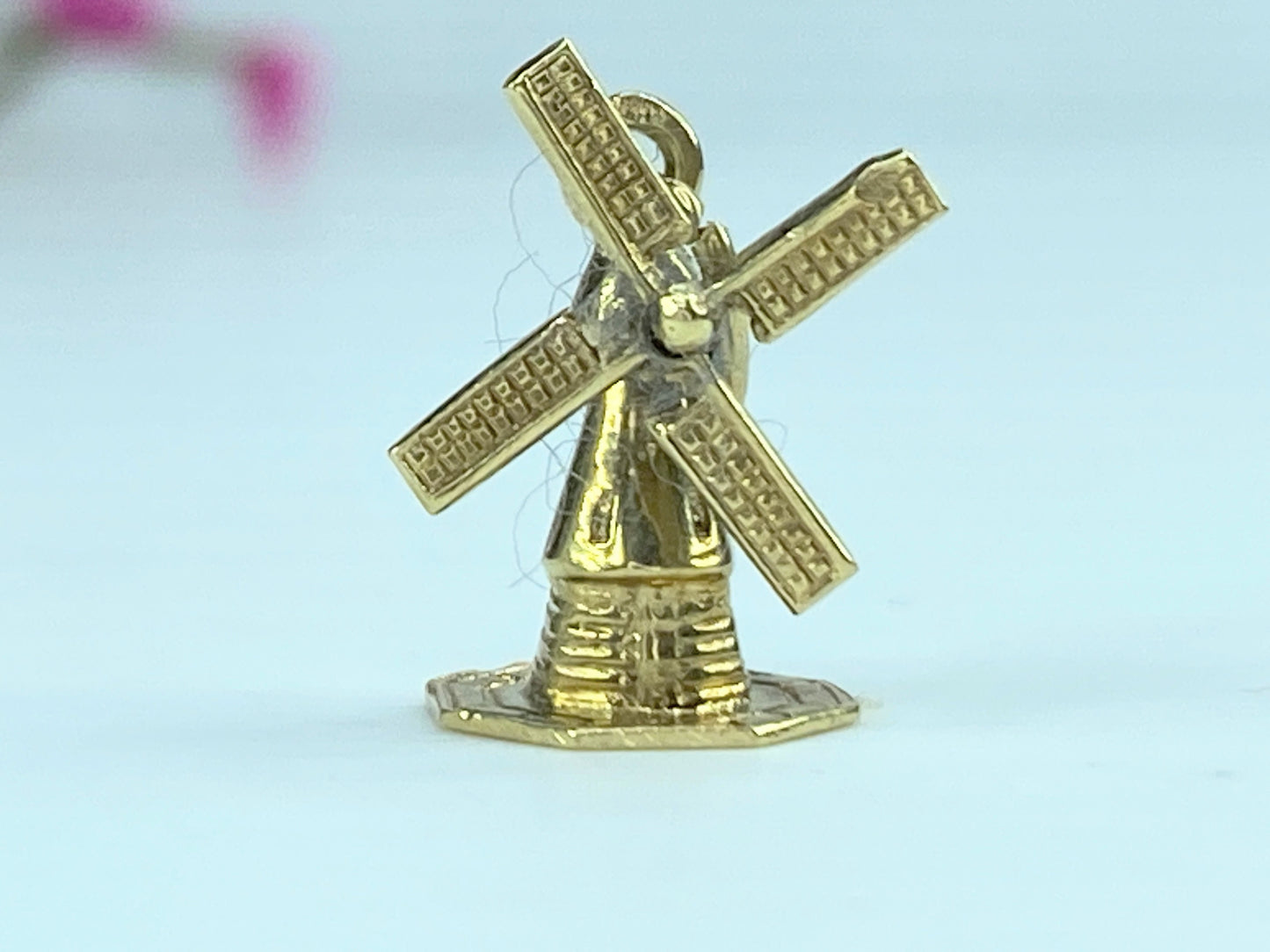 Windmill Mechanical 9K karats Gold Vintage Charm For Bracelet 3.4g JR9984