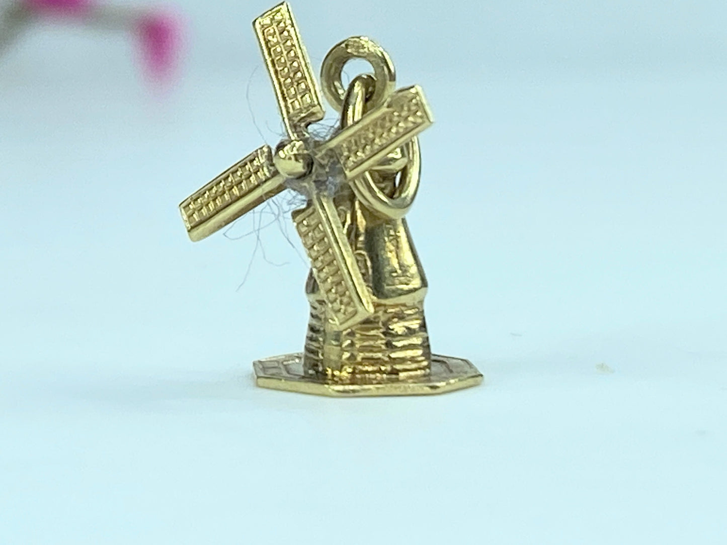 Windmill Mechanical 9K karats Gold Vintage Charm For Bracelet 3.4g JR9984
