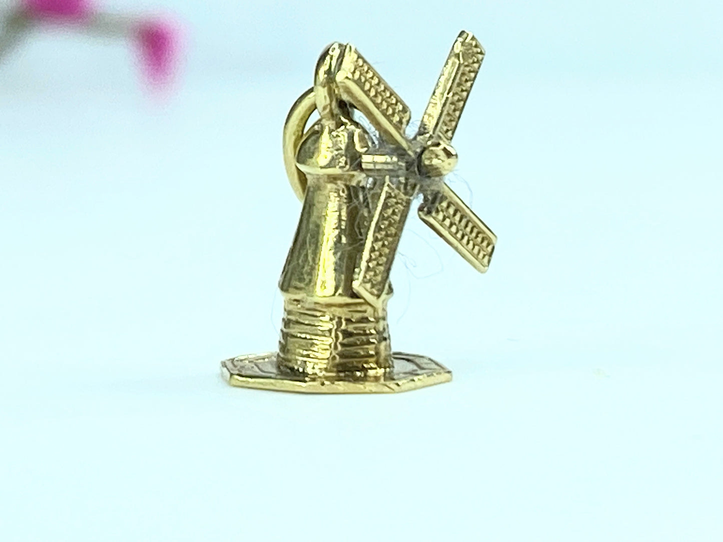 Windmill Mechanical 9K karats Gold Vintage Charm For Bracelet 3.4g JR9984