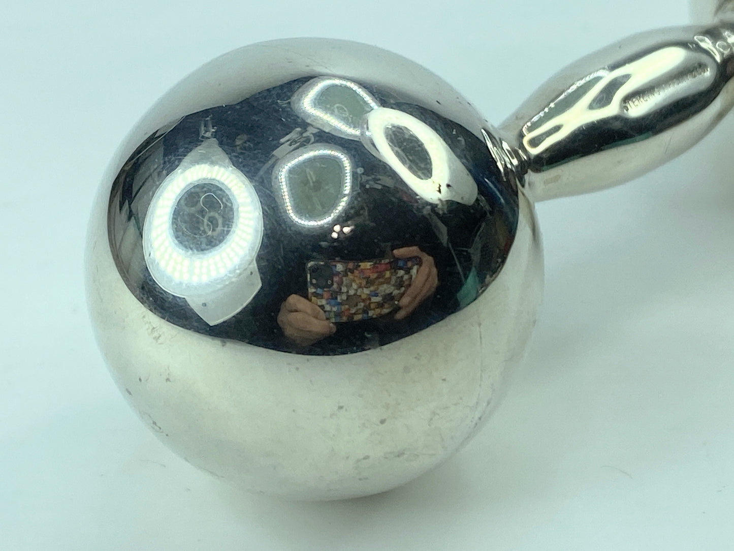 Tiffany & Co. Sterling Silver 925 Barbell Baby Rattle 4 3/4" x 1 1/2" 52g SS41