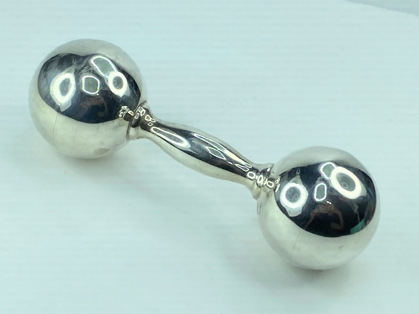 Tiffany & Co. Sterling Silver 925 Barbell Baby Rattle 4 3/4" x 1 1/2" 52g SS41