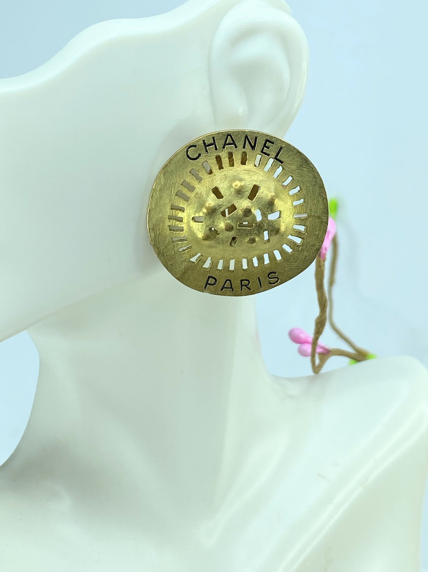 Christian Dior Earrings Leaf Flower Rhinestone Made in Germany new GS671