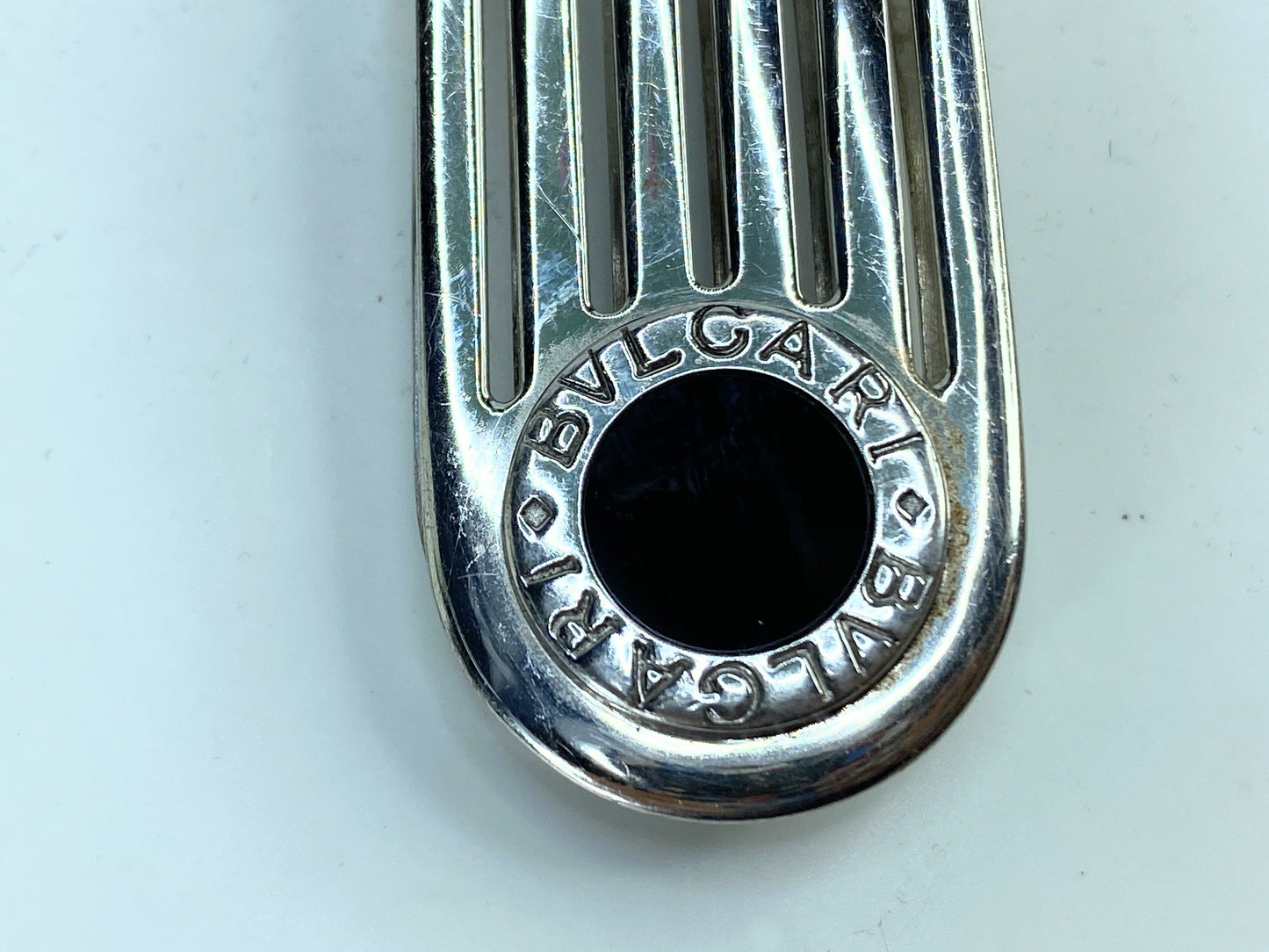 Vintage BVLGARI Bulgari Money Clip Silver 925 Onyx Wallet GS677