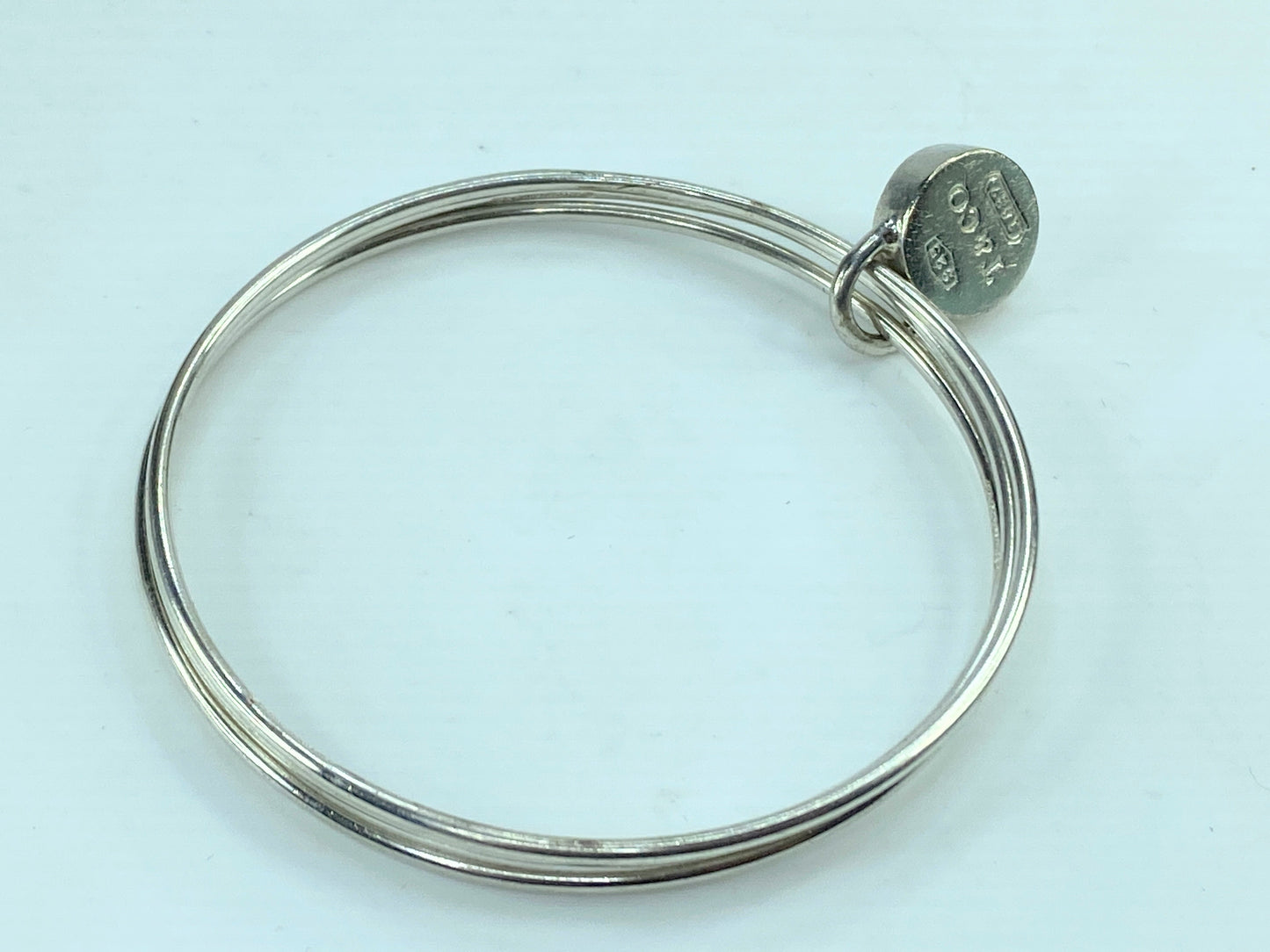 Tiffany & Co Sterling Silver 1837 Round Padlock Triple bangles 8" JR678