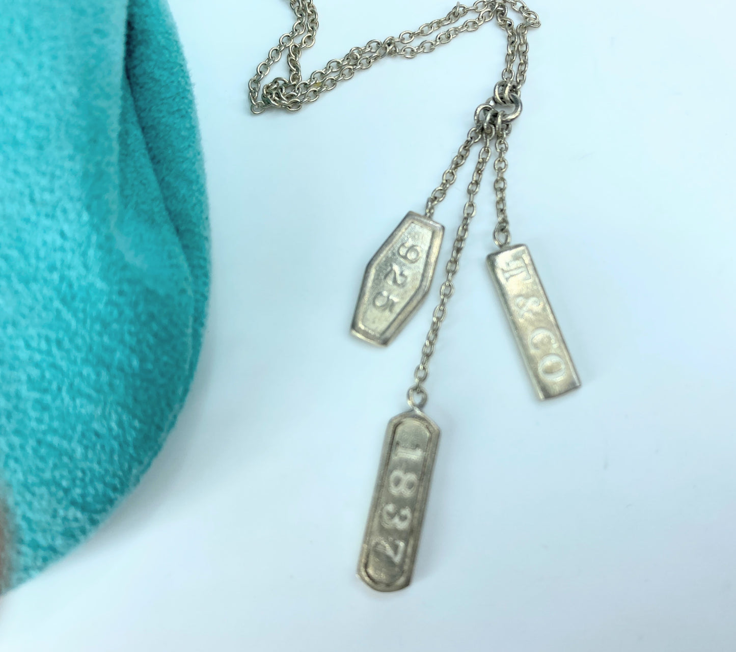 Tiffany & Co.1837 Triple Three Bar Elements Lariat Drop Dangle Necklace JR9305