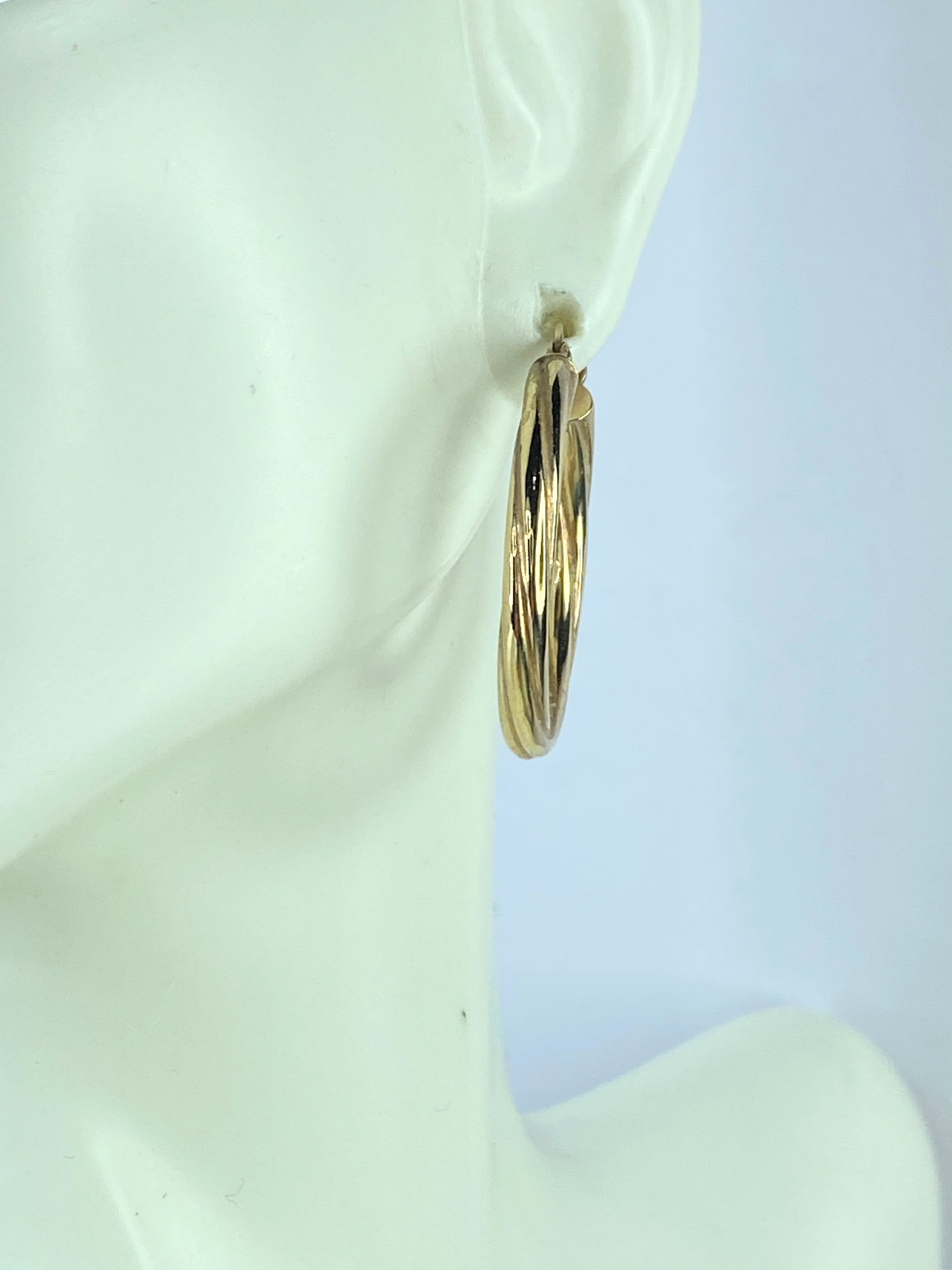 Milor Italian Hoop braided 3.2mm 14K yellow gold earrings 1.0"x 1.0" JR9310