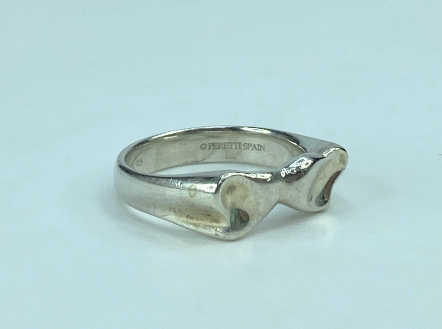 Tiffany & Co Peretti Double Hearts Ring sterling Silver Love Promise Band JR682