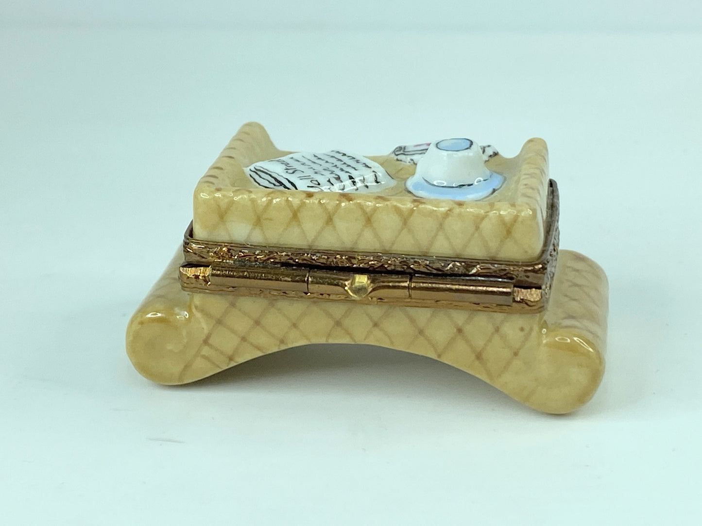 Morning Coffee w/ Wall Street Journal Tray ~ mq Limoges Trinket Box A316