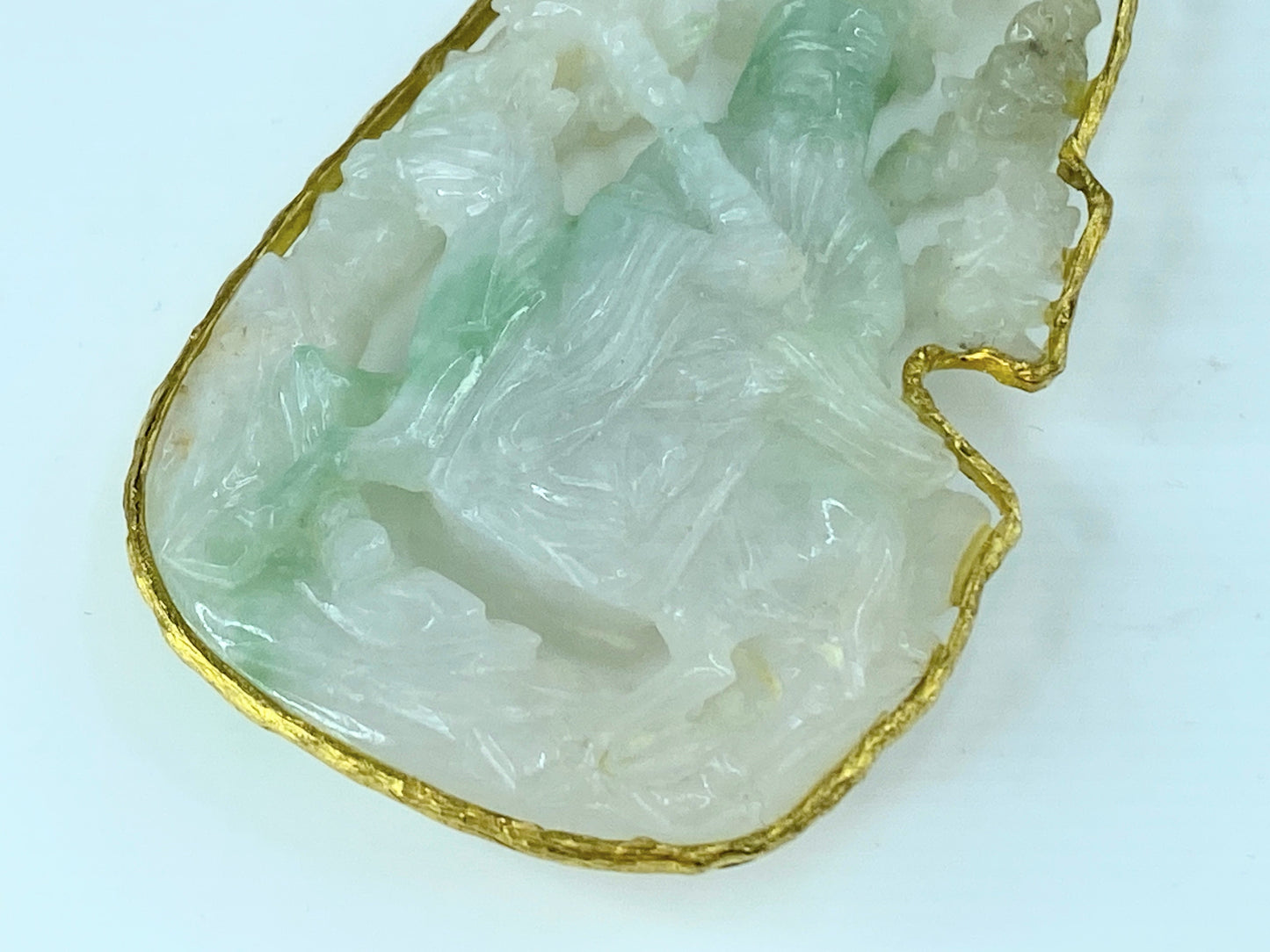 Vintage hand carved Jade custom made 14K pendant