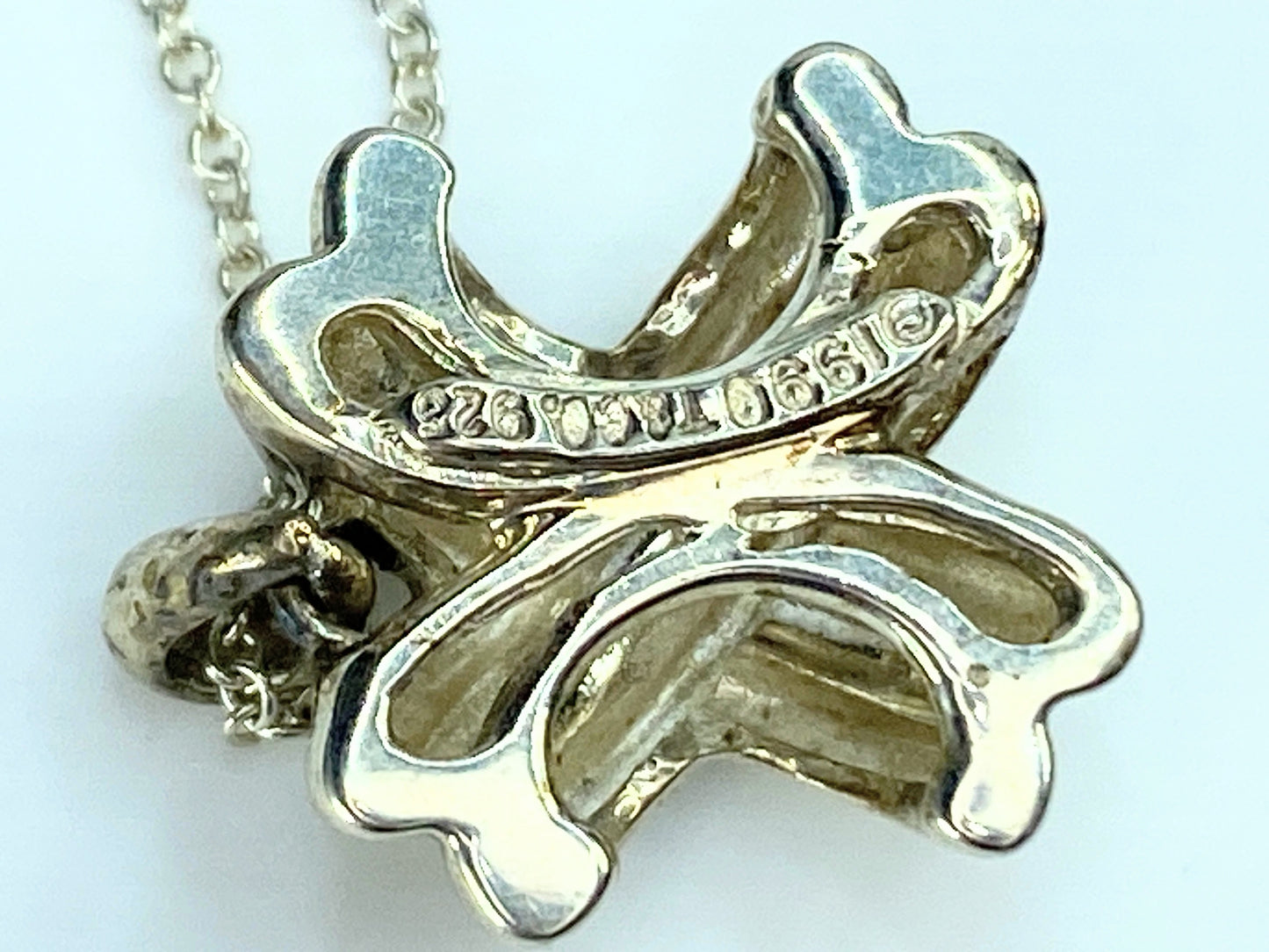 Tiffany & Co Silver Signature X Necklace Pendant 16.5" Chain Gift Love JR9911