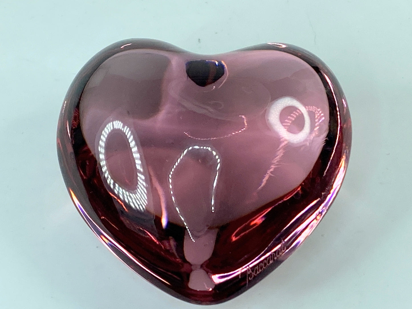 Baccarat Crystal Paperweight, Red Heart Mint A306
