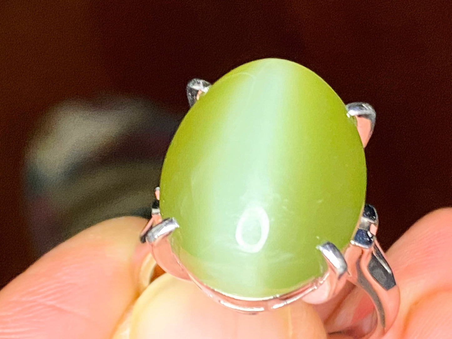 Platinum 20.0 carat natural Cat's-eye Chrysoberyl statement ring 13.5g JR9902