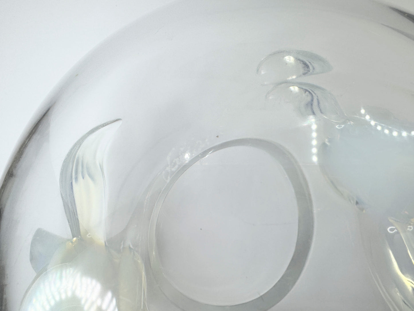 Lalique "Orchidee" Clear Crystal Vase Dimensional Opalescent Orchid Accents A505