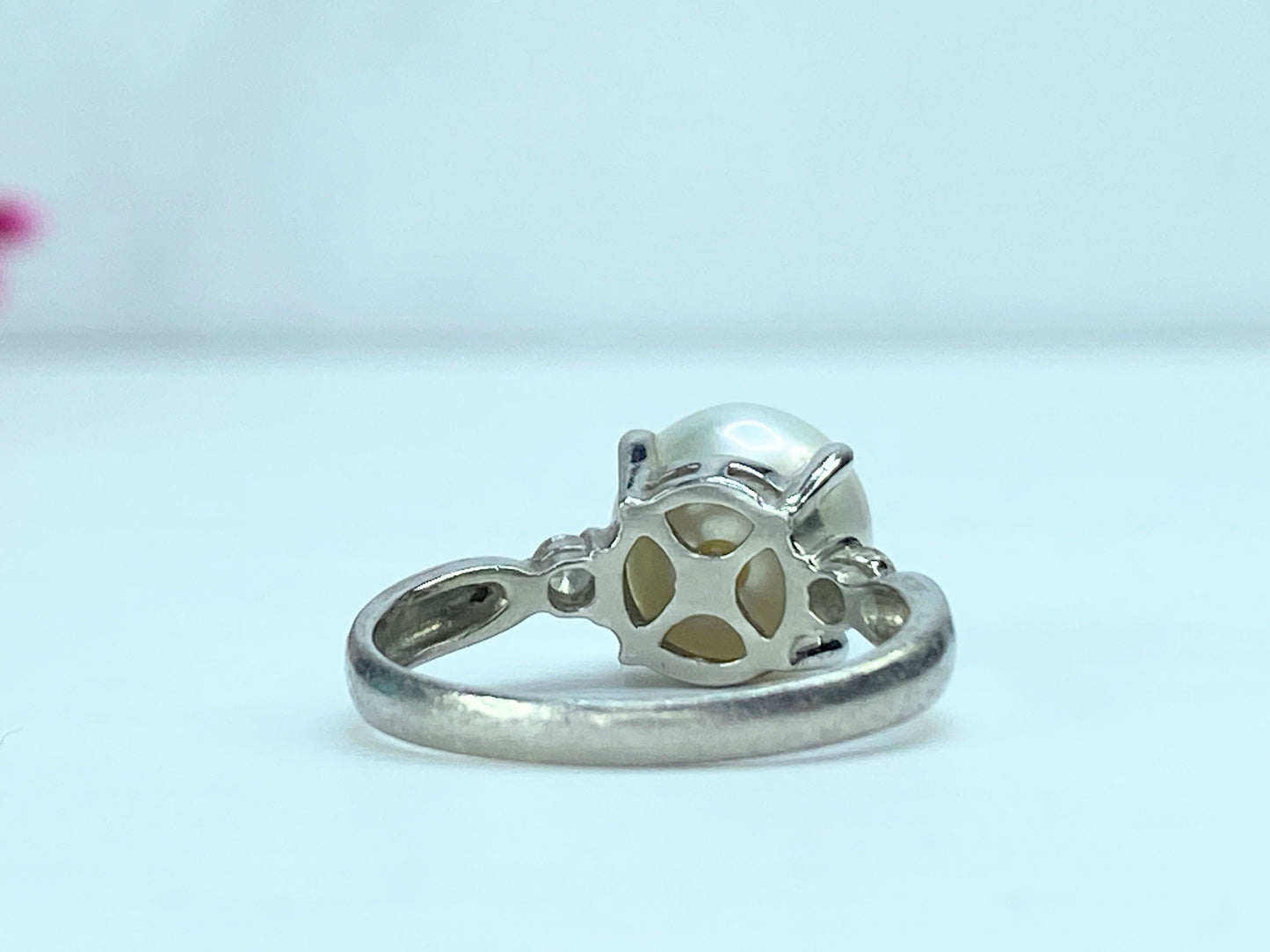 Classic Platinum 9.4mm Cultured Pearl Diamond dress ring 5.1g s6 JR9916