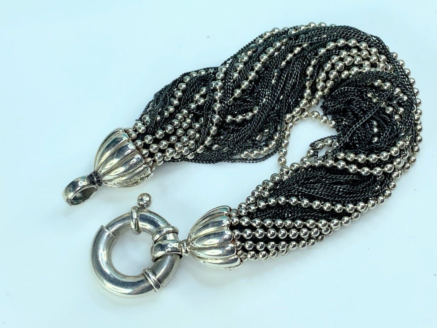 ITALY Tiffany & Co. Sterling oxidized Multi-strand Torsade 8” Bracelet JR9917