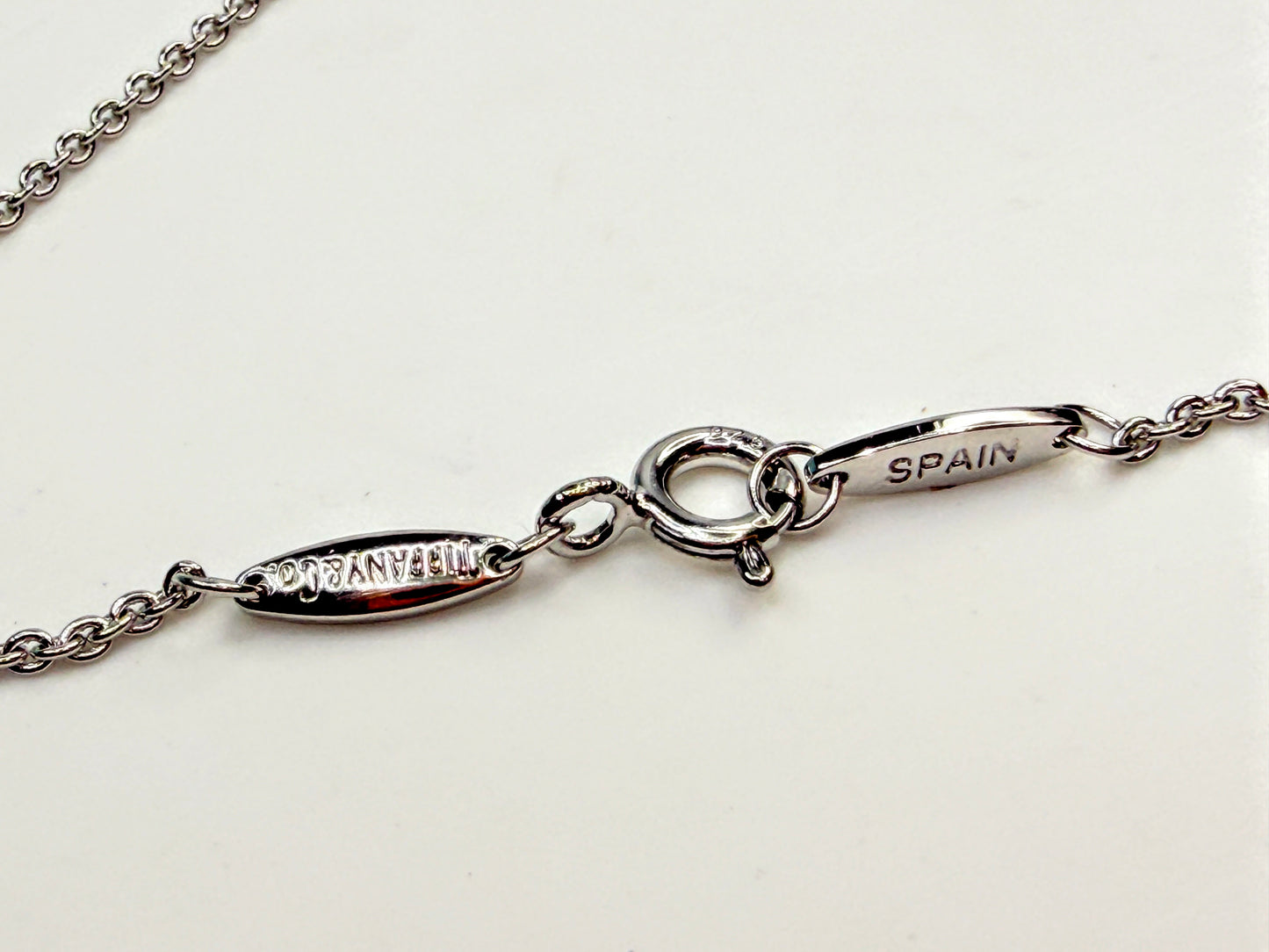 Tiffany & Co. Sterling Silver Blue Enamel Key Pendant Necklace 25" 2"x3/4"JR1599