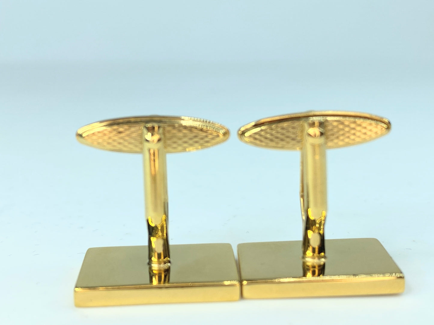 Authentic Alfred Dunhill D logo silver and gold tone texture cuff link GS109