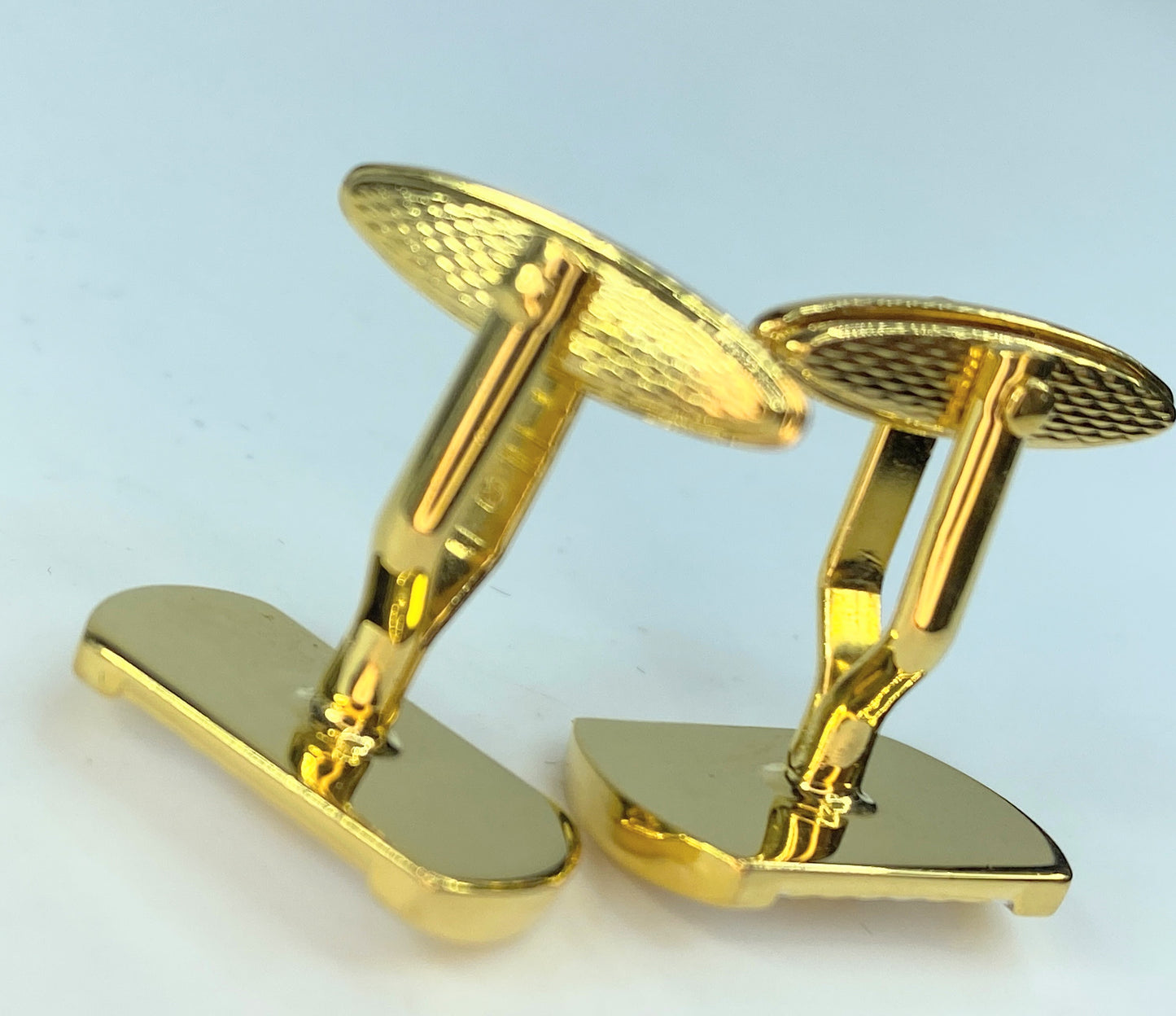 Authentic Alfred Dunhill D logo silver and gold tone texture cuff link GX110