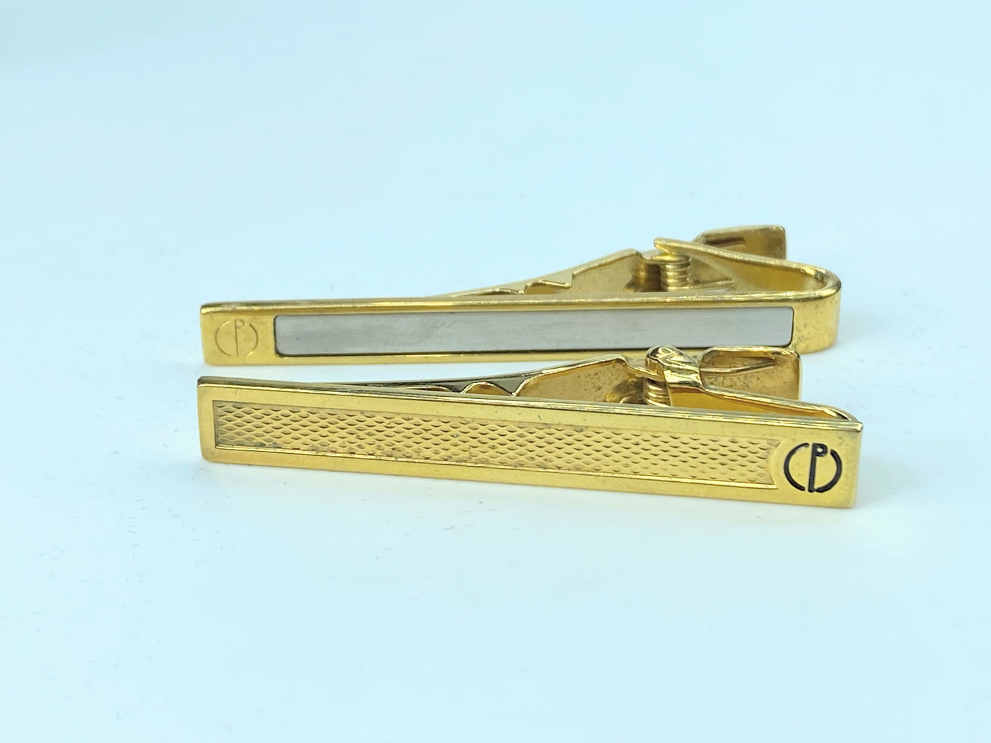 Christian Dior gold silver tone tie clip set 14.4g GS115