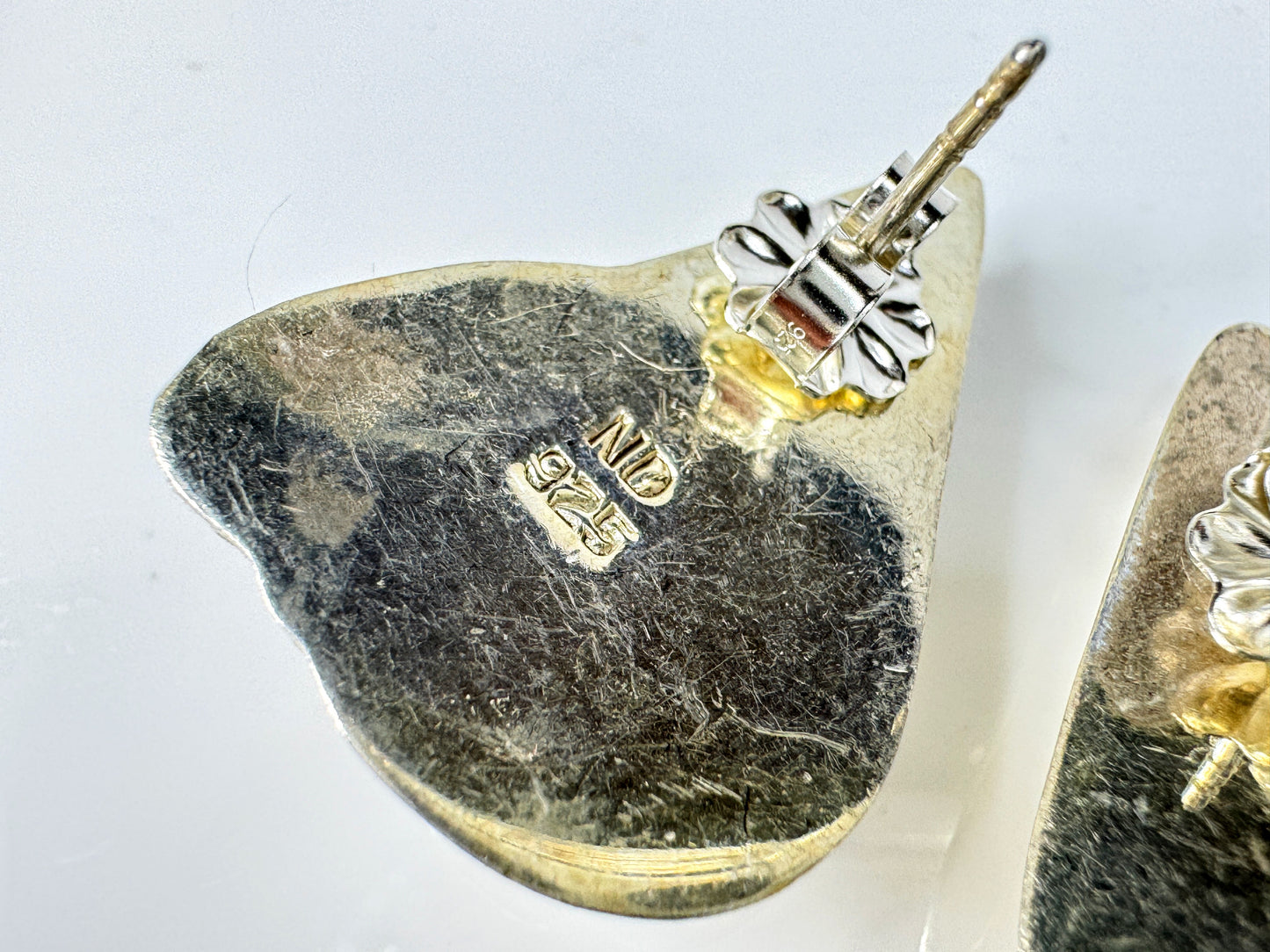 Sterling Silver Modernist Hollow Clip Earrings, Large Sculptural Design JR1775