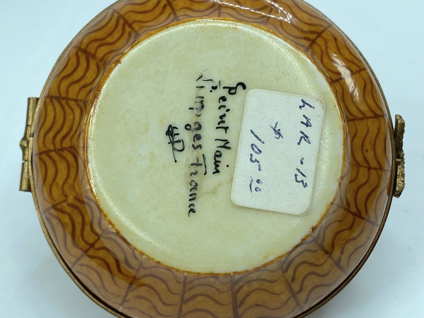 Retired c1990 Limoges, France Porcelain Ladies Straw Hat Shaped Trinket Box A562