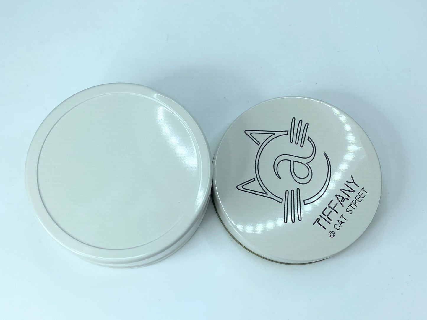 Retired TIFFANY & Co. Cat Street small canister lid tin can 2 7/8" SS49