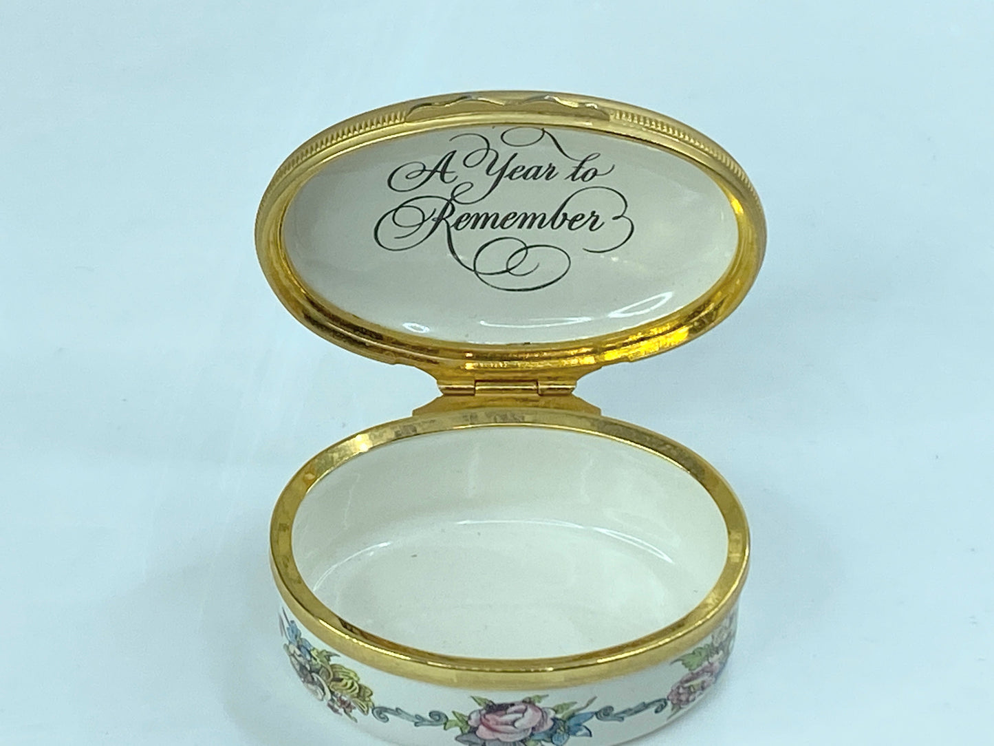 Halcyon Days English Enamels "A Year to Remember 1982" Floral Trinket Box A564