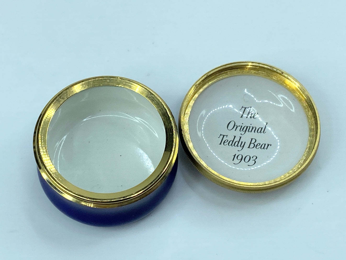 1970's Teddy Bear Enameled Pill Box, Halcyon Days Smithsonian Institution A570