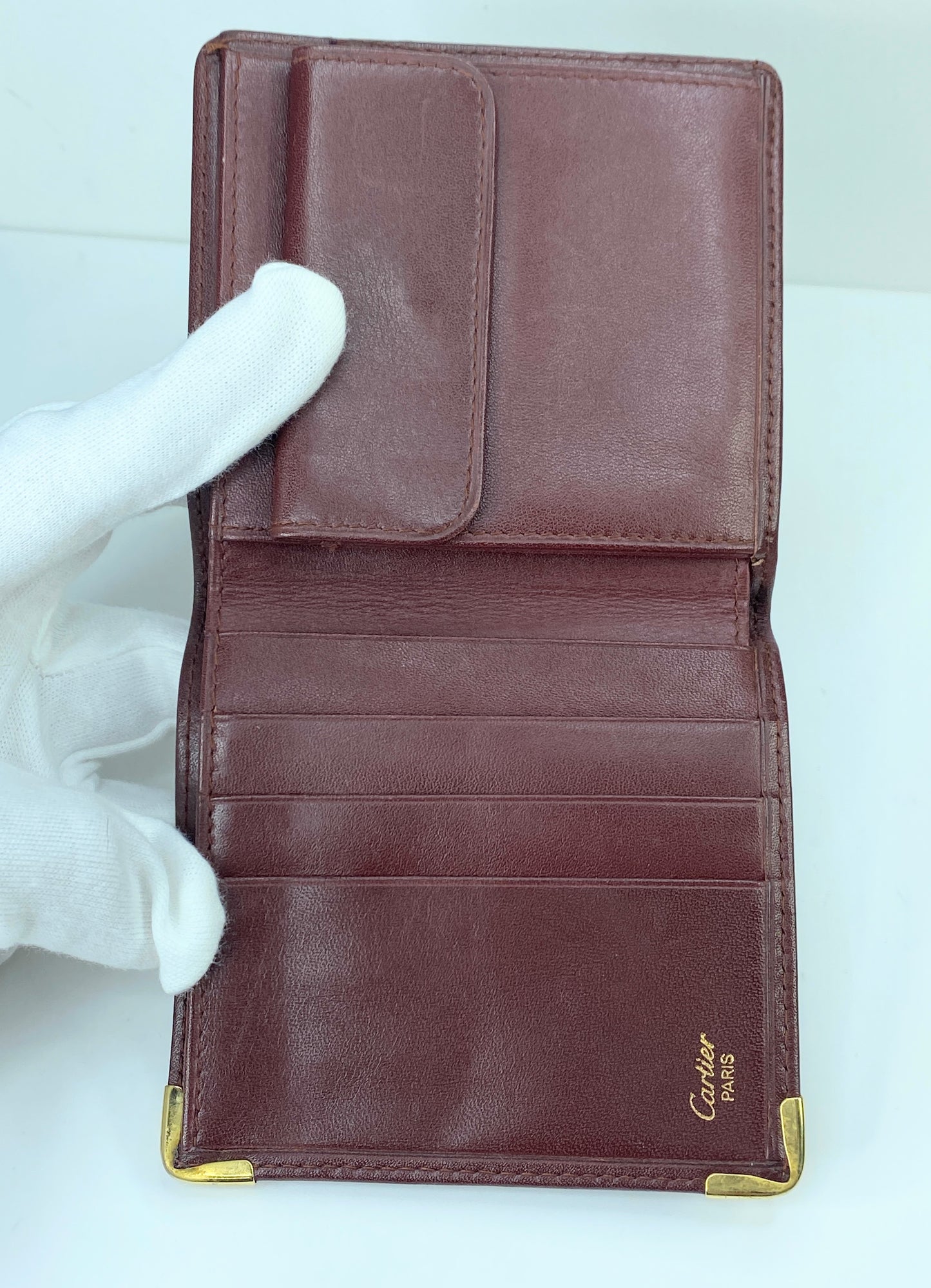 Cartier Bifold Wallet Mastline Bordeaux Leather men's accessory Authentic GS424