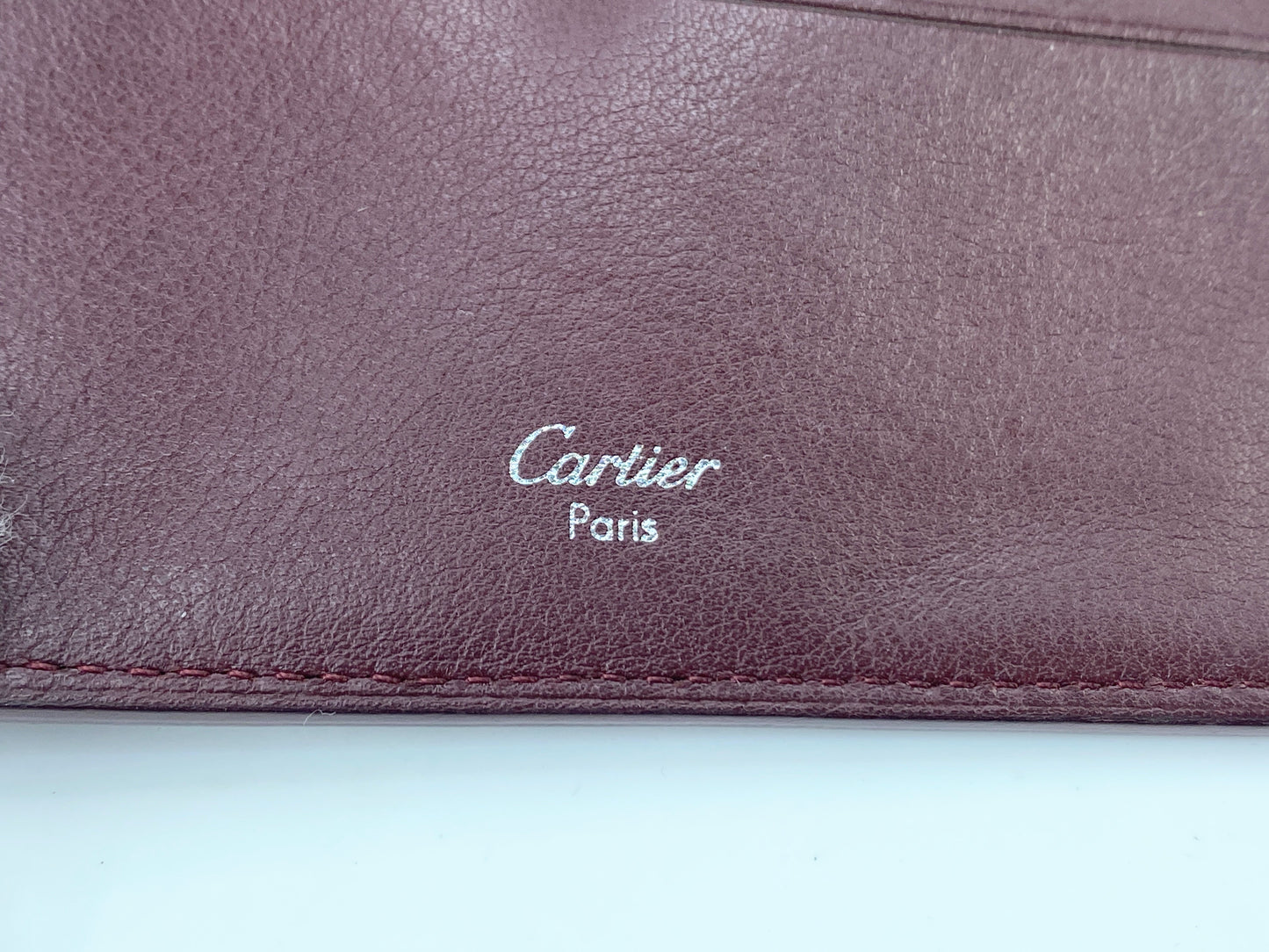 Cartier trifold wallet Mastrin Bordeaux Leather original box GS425