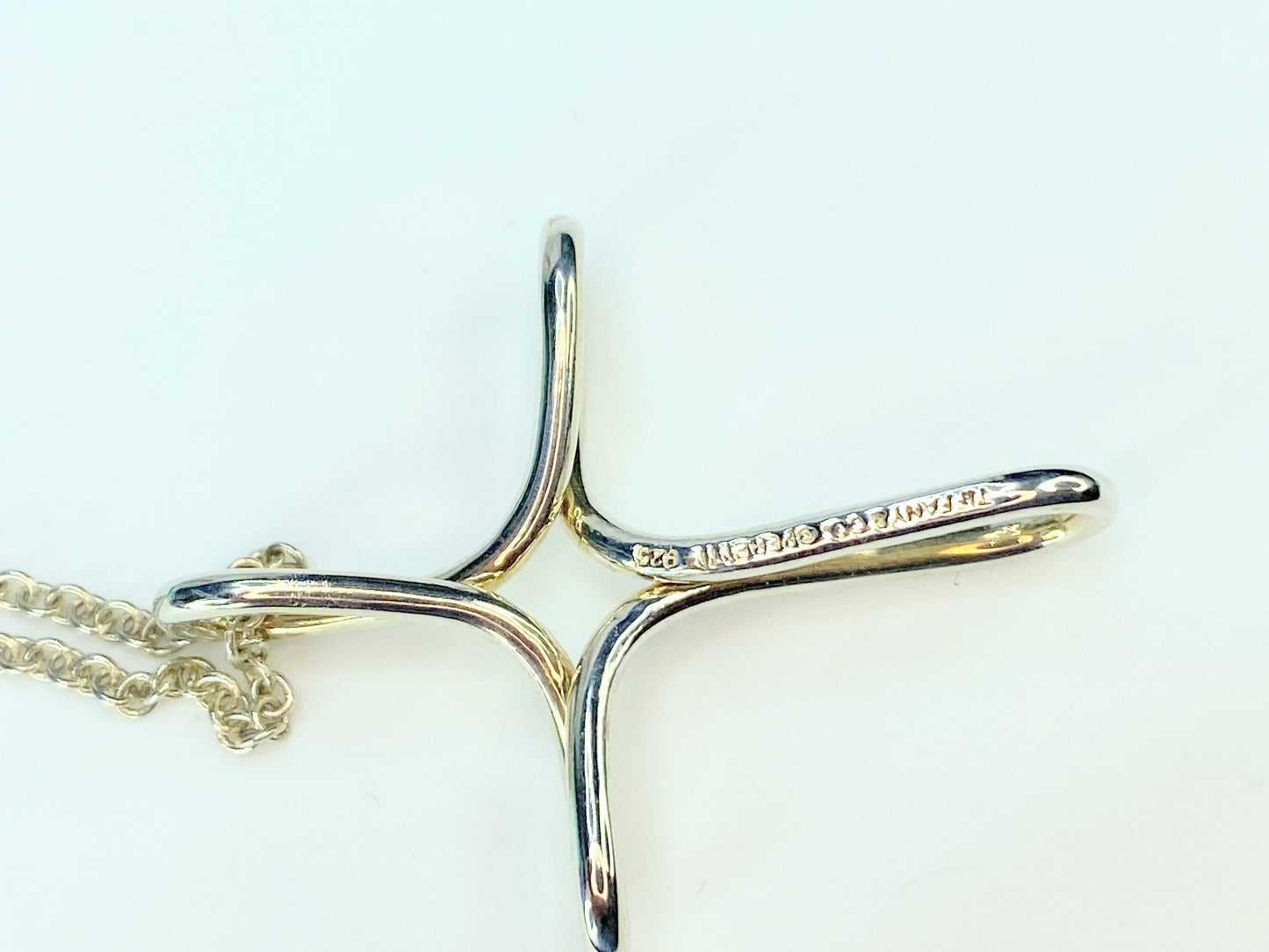 Tiffany & Co. Sterling Elsa Peretti Large Infinity Cross Necklace 18" 1.5" JR93