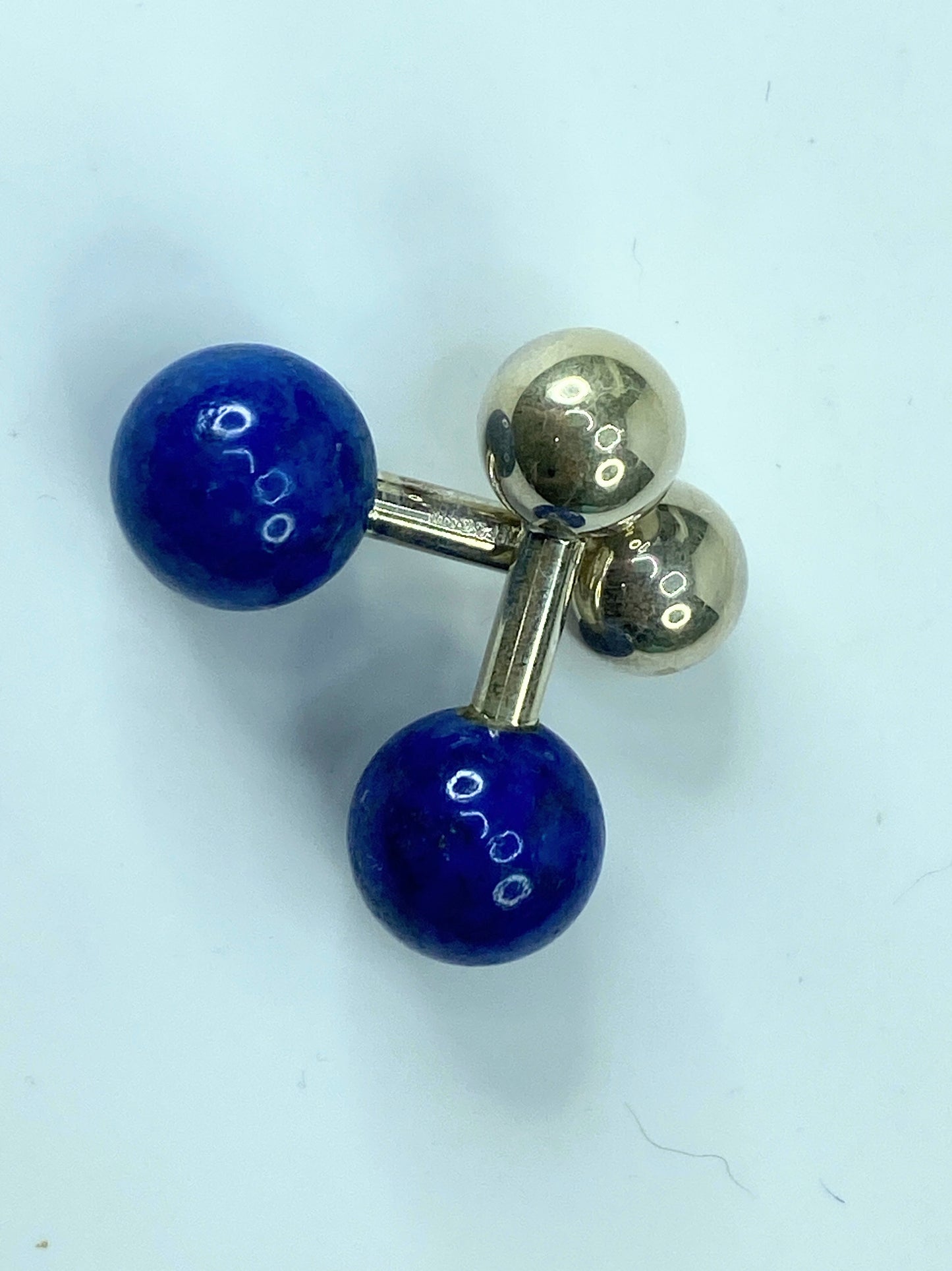 Tiffany & Co. Sterling Silver 925 & Lapis Lazuli Barbell Cufflinks 8g JR542